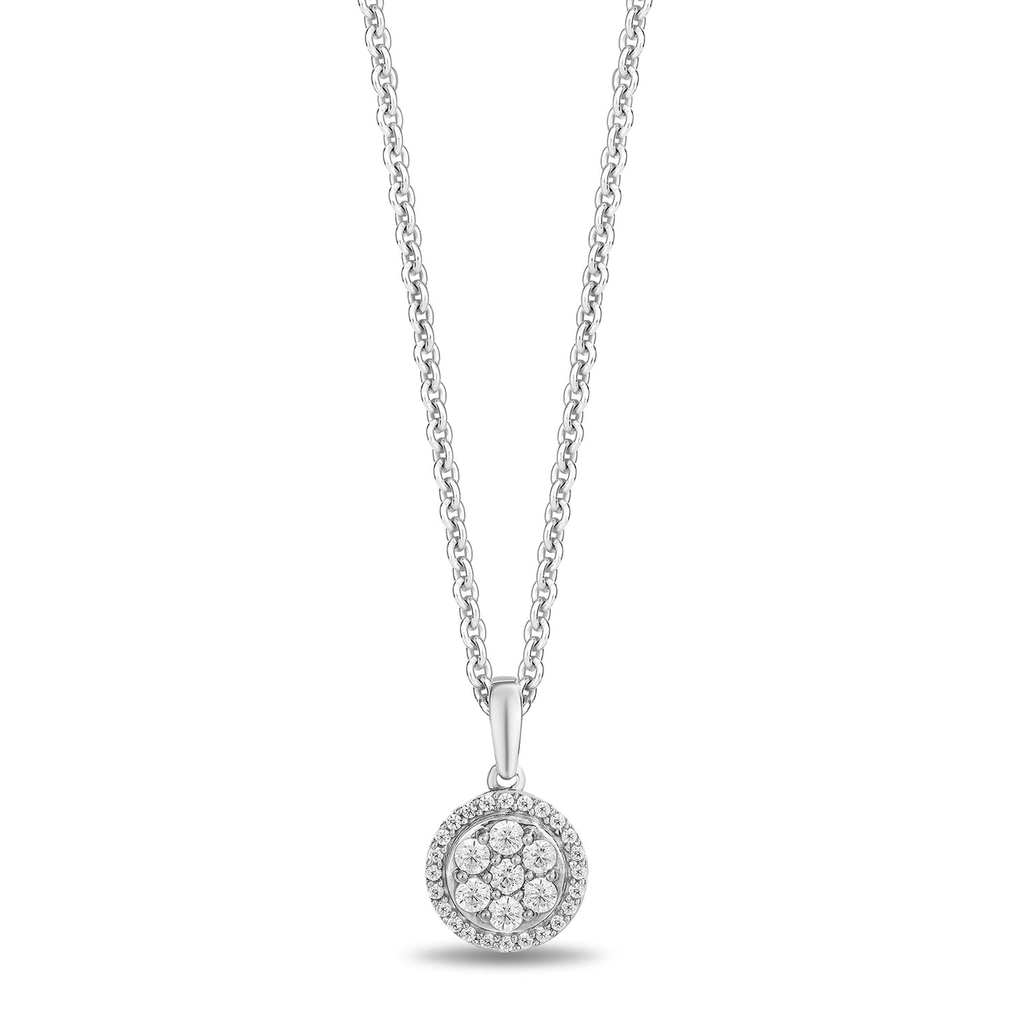 Enchanted Disney Fine Jewelry Sterling Silver and 10K Yellow Gold with 1/4 CTTW Diamonds Jasmine Pendant Necklace