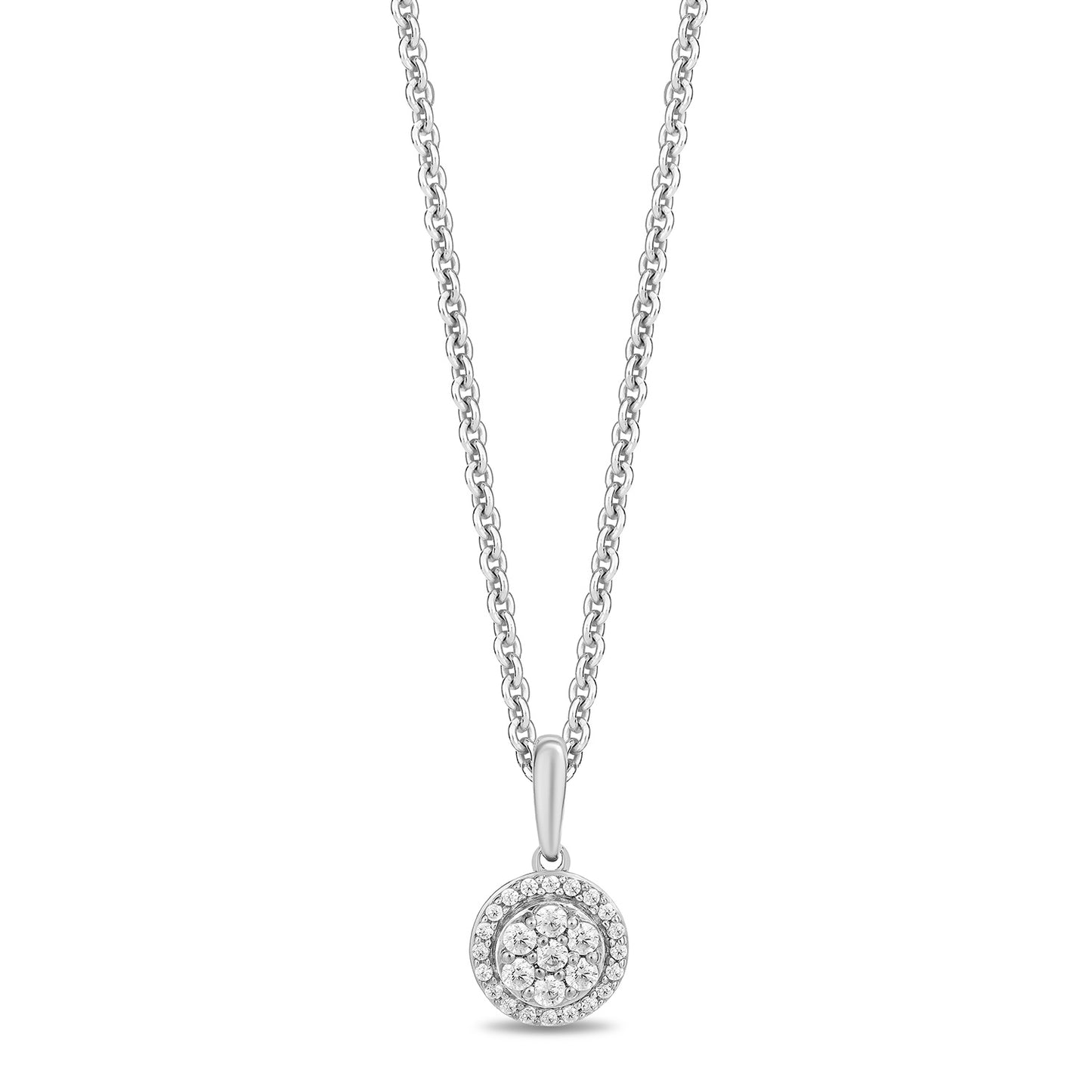 Enchanted Disney Fine Jewelry Sterling Silver and 10K Rose Gold with 1/6 CTTW Diamonds Belle Pendant Necklace