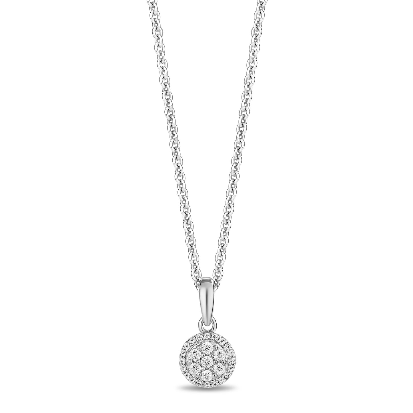 Enchanted Disney Fine Jewelry Sterling Silver with 1/5 CTTW Diamonds Cinderella Pendant Necklace