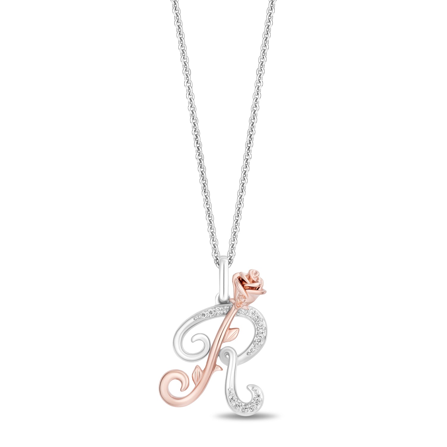 Disney Belle Inspired Diamonds Alphabet 'R' Pendant Necklace in