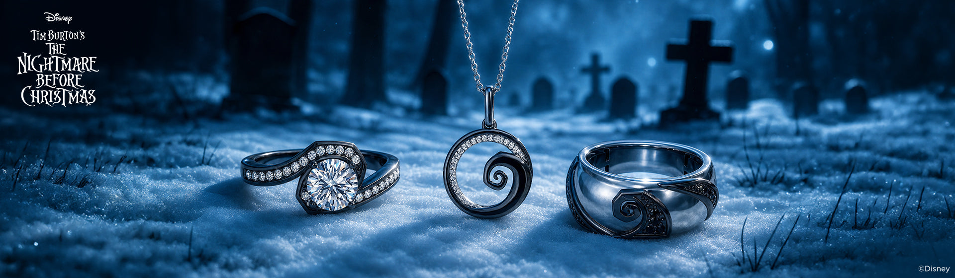 Disney's Tim Burton's The Nightmare Before Christmas Inspired Diamond Jewelry Desktop Banner