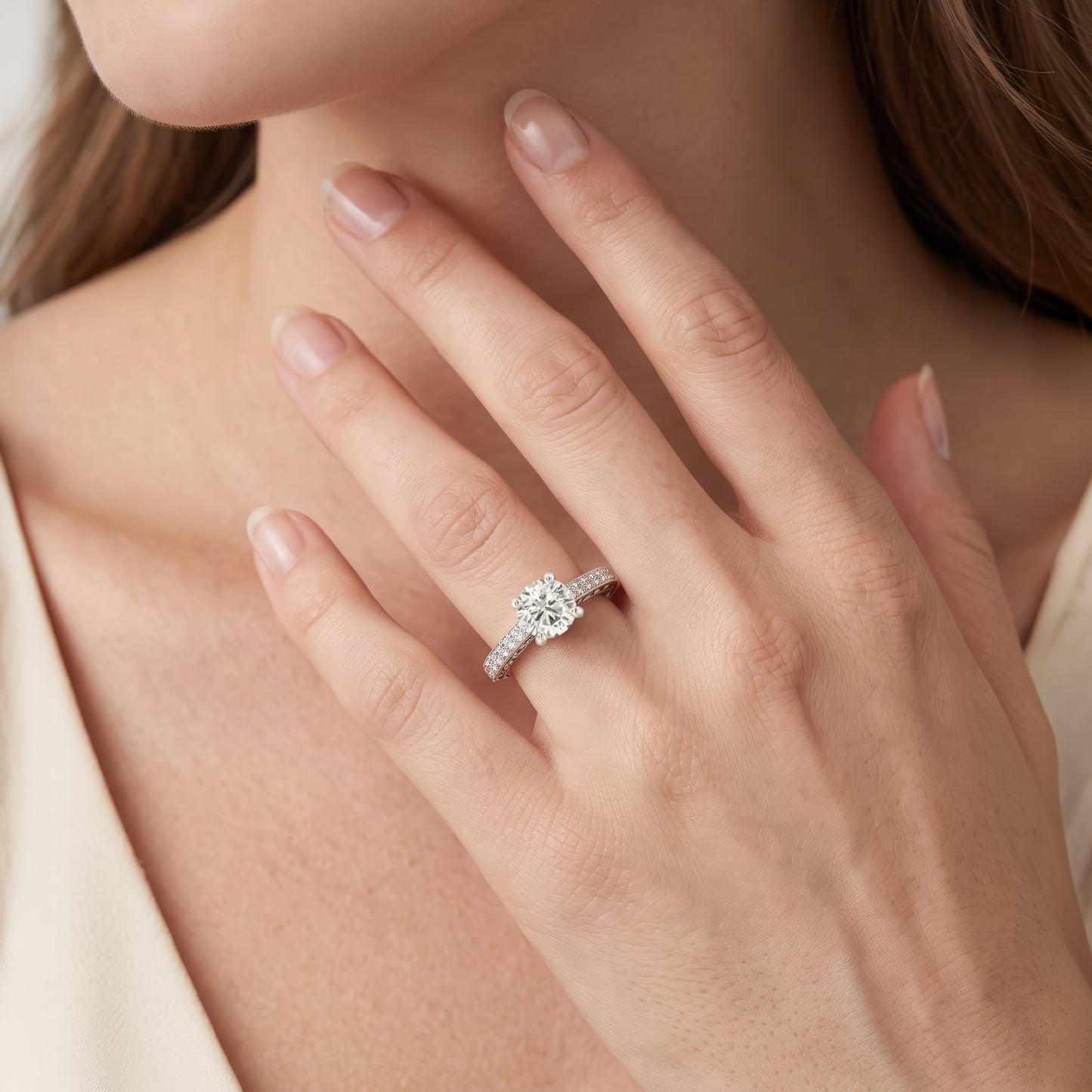 Enchanted Star 10K White Gold with 3/4 CTTW Lab Grown Diamond, Disney's Cinderella Promise Ring