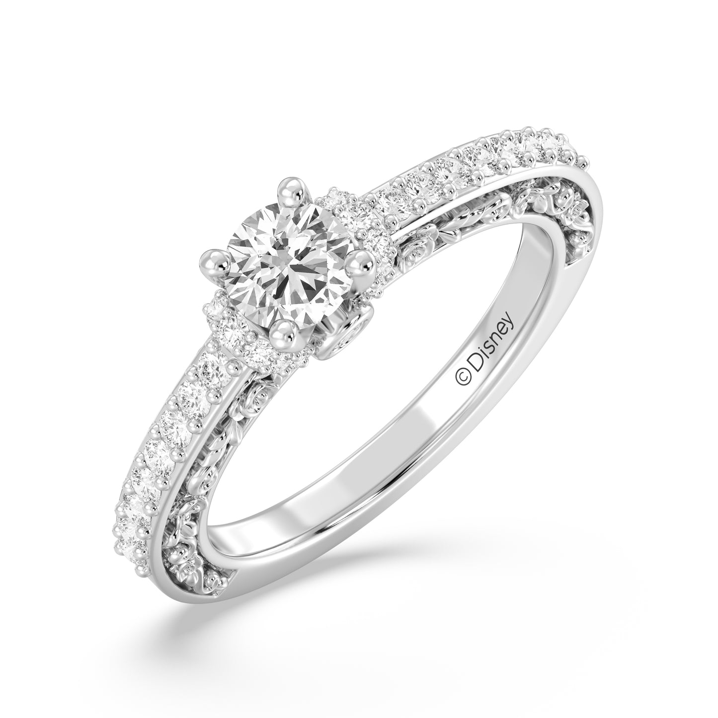 Enchanted Star 14K White Gold with 7/8 CTTW Lab Grown Diamond, Disney's Belle Promise Ring