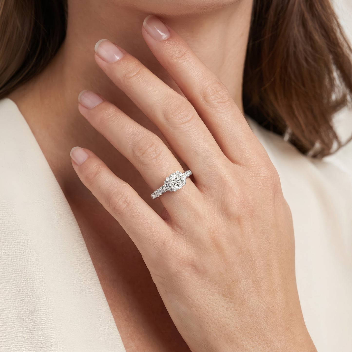 Enchanted Star 10K White Gold with 7/8 CTTW Lab Grown Diamond, Disney's Belle Promise Ring