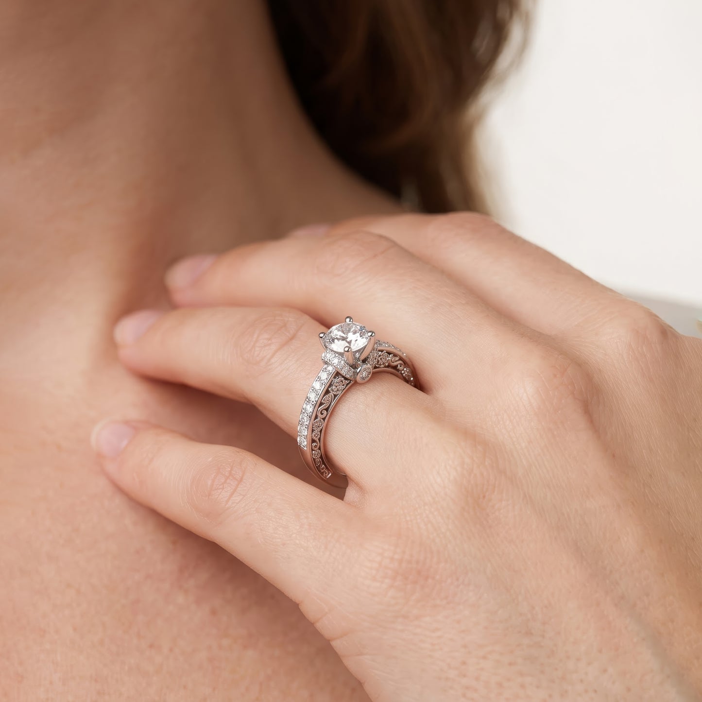 Enchanted Star 10K White Gold with 7/8 CTTW Lab Grown Diamond, Disney's Belle Promise Ring