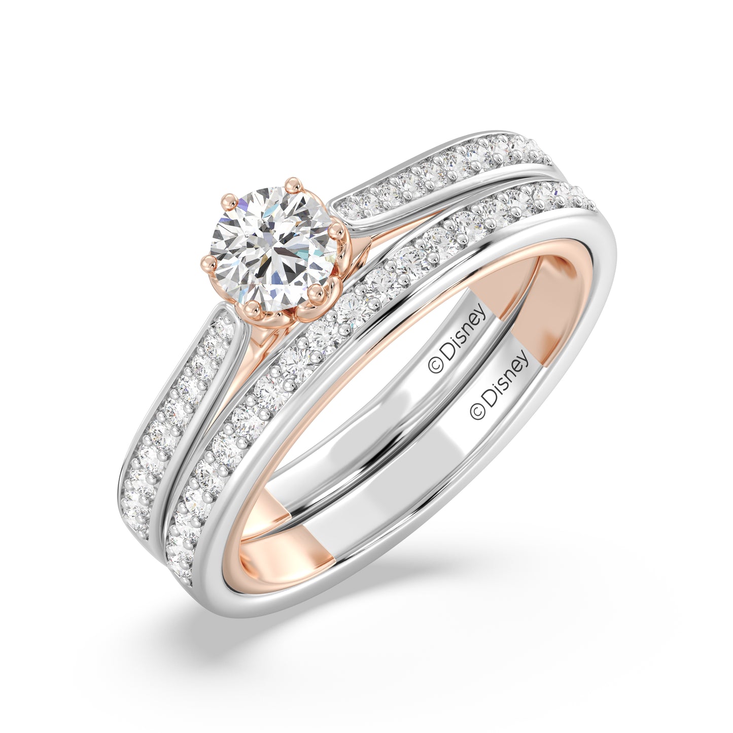 Enchanted Star 14K White and Rose Gold with 9/10 CTTW Lab Grown Diamond, Disney's Belle Promise Ring
