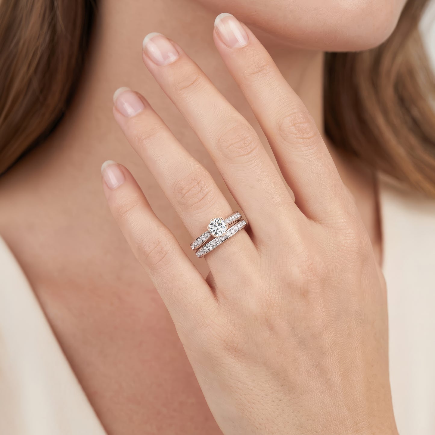 Enchanted Star 10K White and Rose Gold with 9/10 CTTW Lab Grown Diamond, Disney's Belle Promise Ring