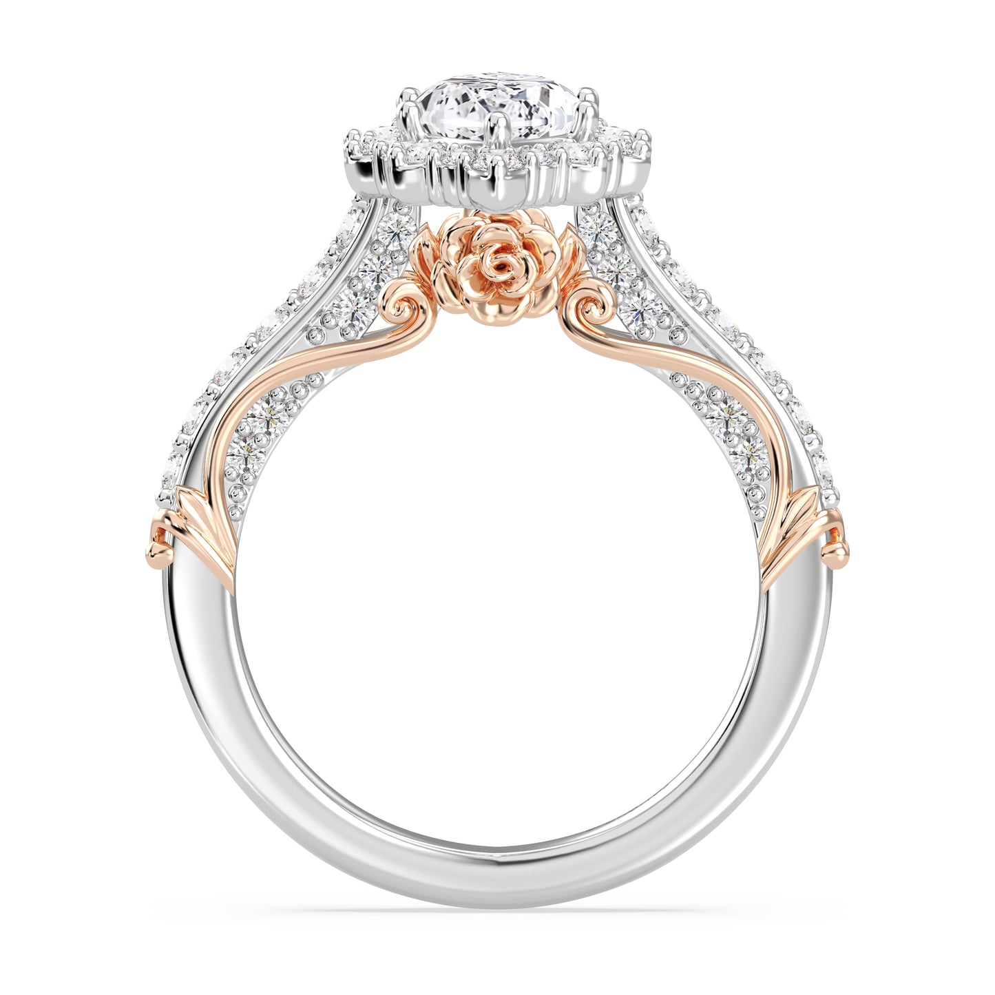 Enchanted Star Lab Grown Diamond 14K Gold Belle Halo Engagement Ring with Rose Gallery