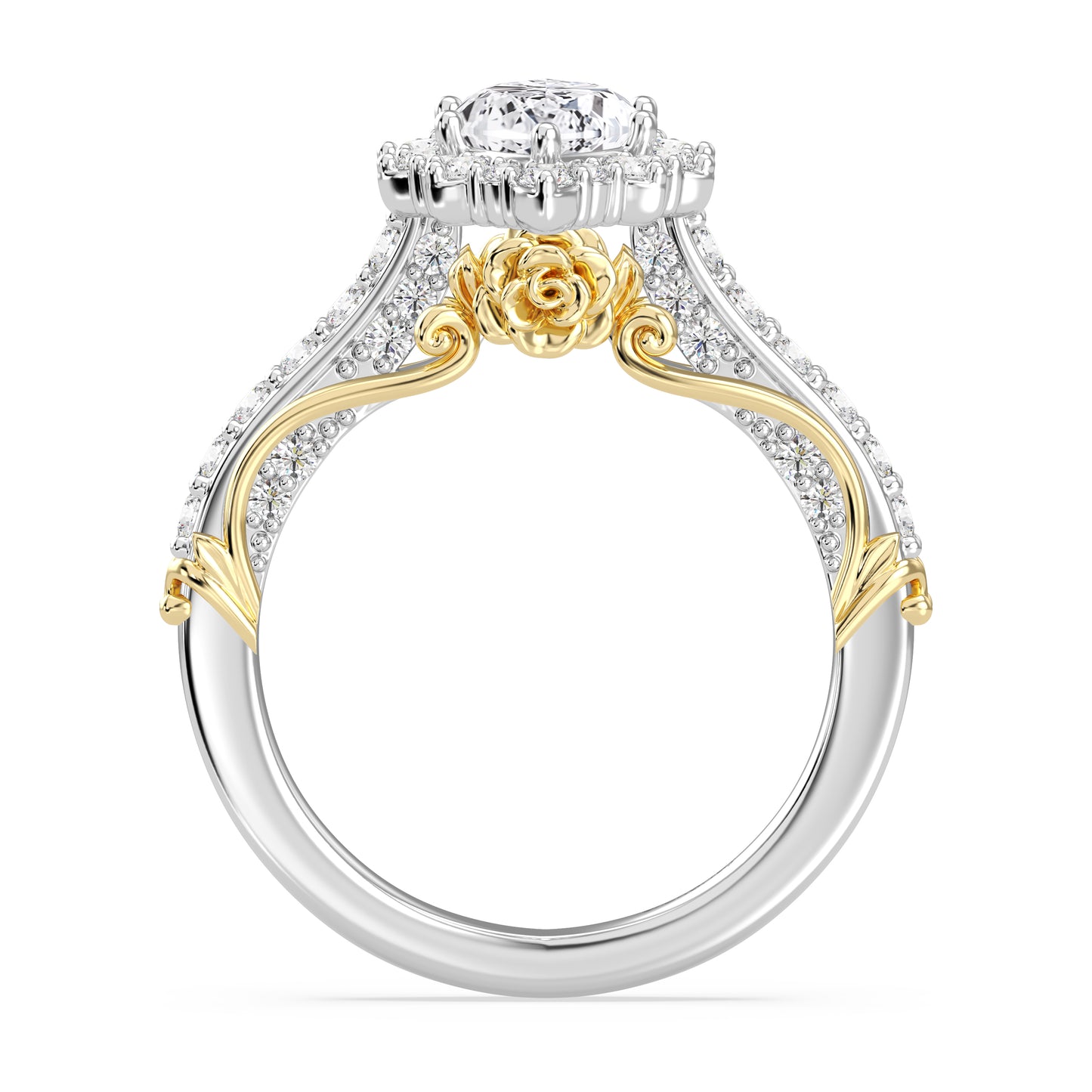 Enchanted Star Lab Grown Diamond 14K Gold Belle Halo Engagement Ring with Rose Gallery