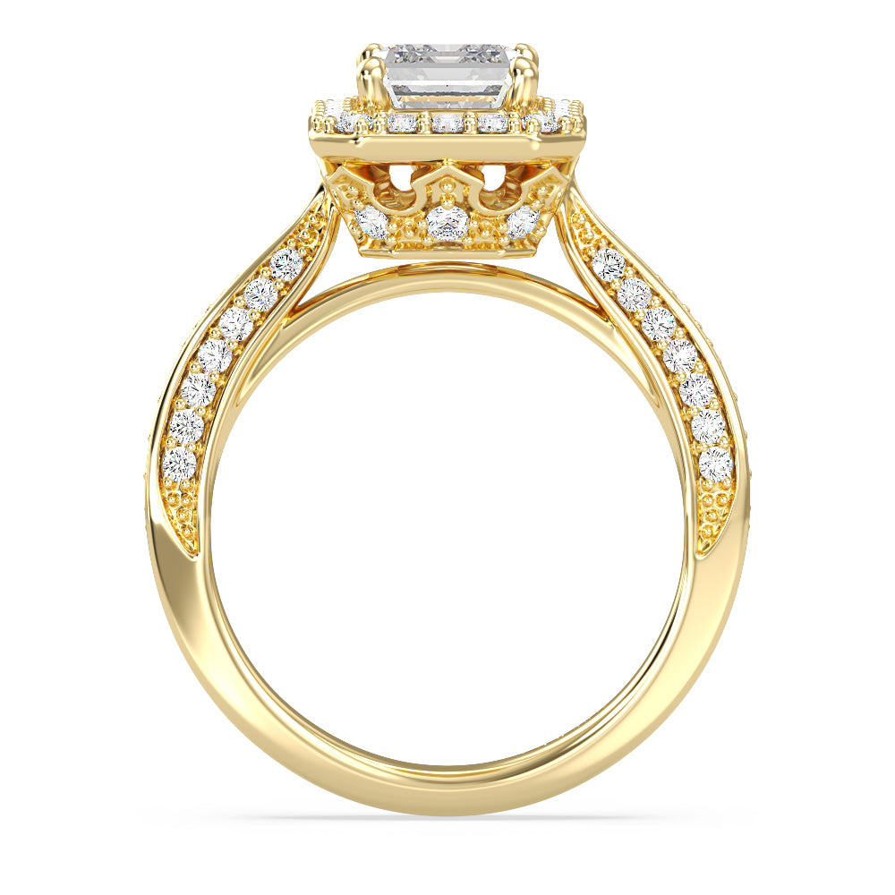 Enchanted Star Lab Grown Diamond 14K Gold Majestic Princess Tapered Shank Engagement Ring