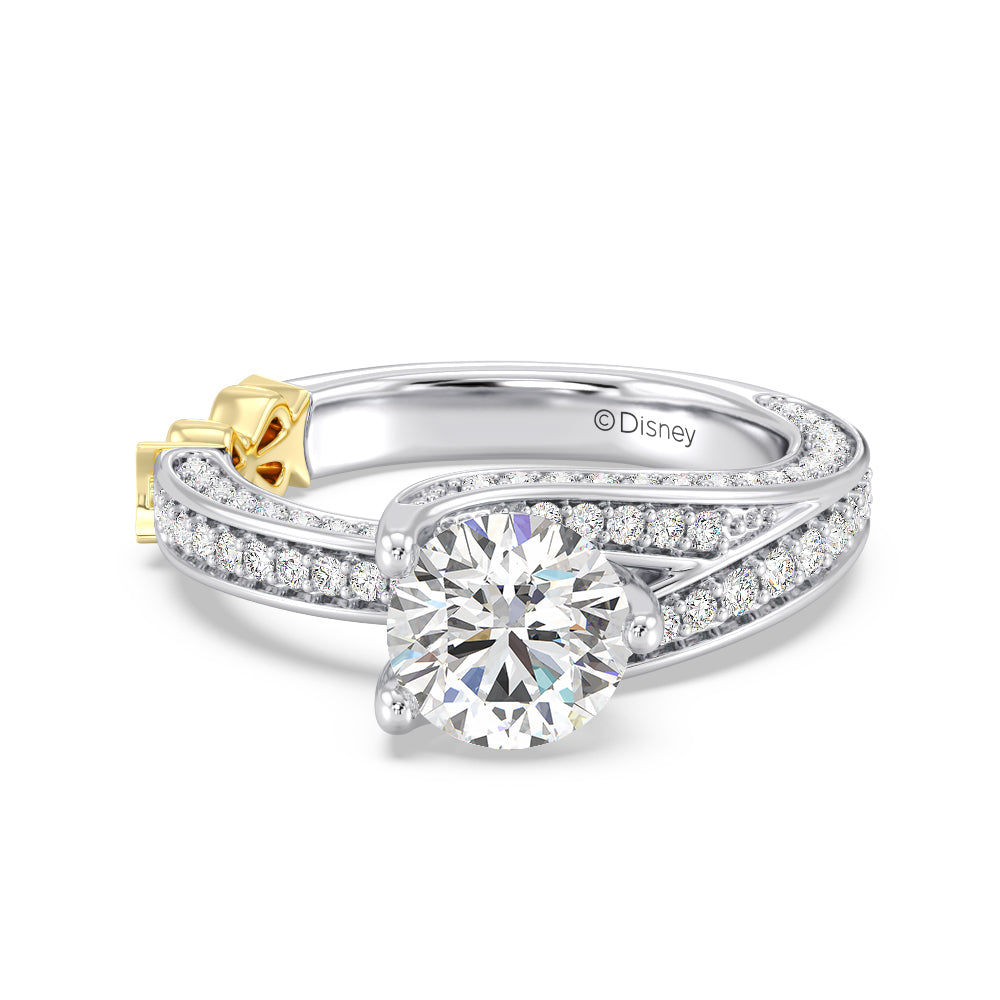Enchanted Star Lab Grown Diamond 14K Gold Snow White Tapered Shank Engagement Ring