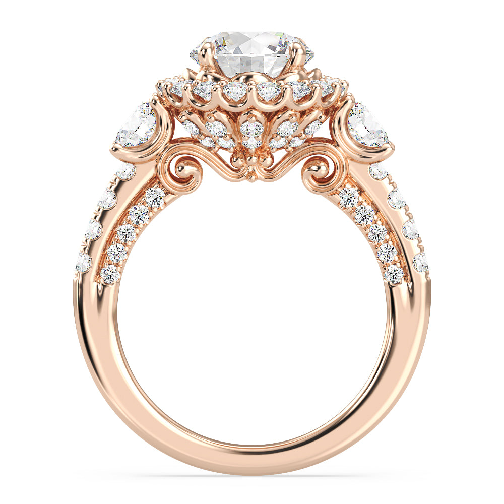 Enchanted Star Lab Grown Diamond 14K Gold Cinderella Side Stone Engagement Ring