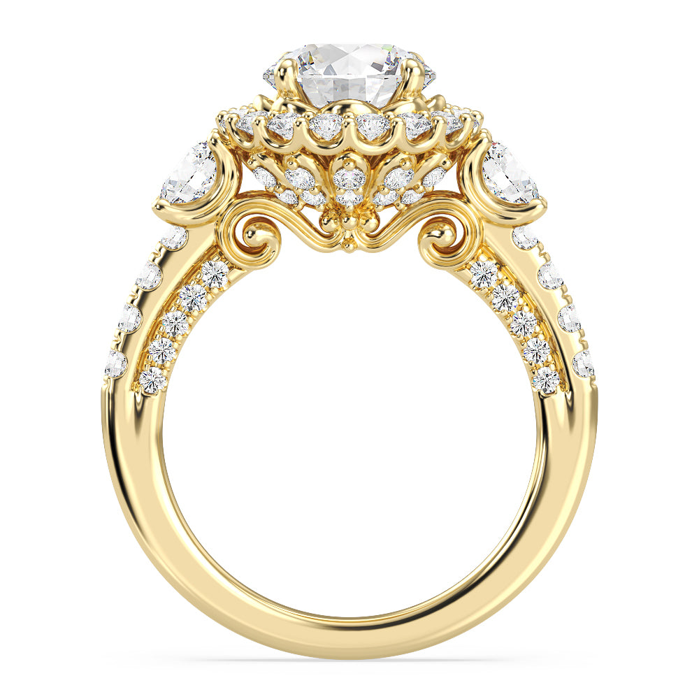 Enchanted Star Lab Grown Diamond 14K Gold Cinderella Side Stone Engagement Ring