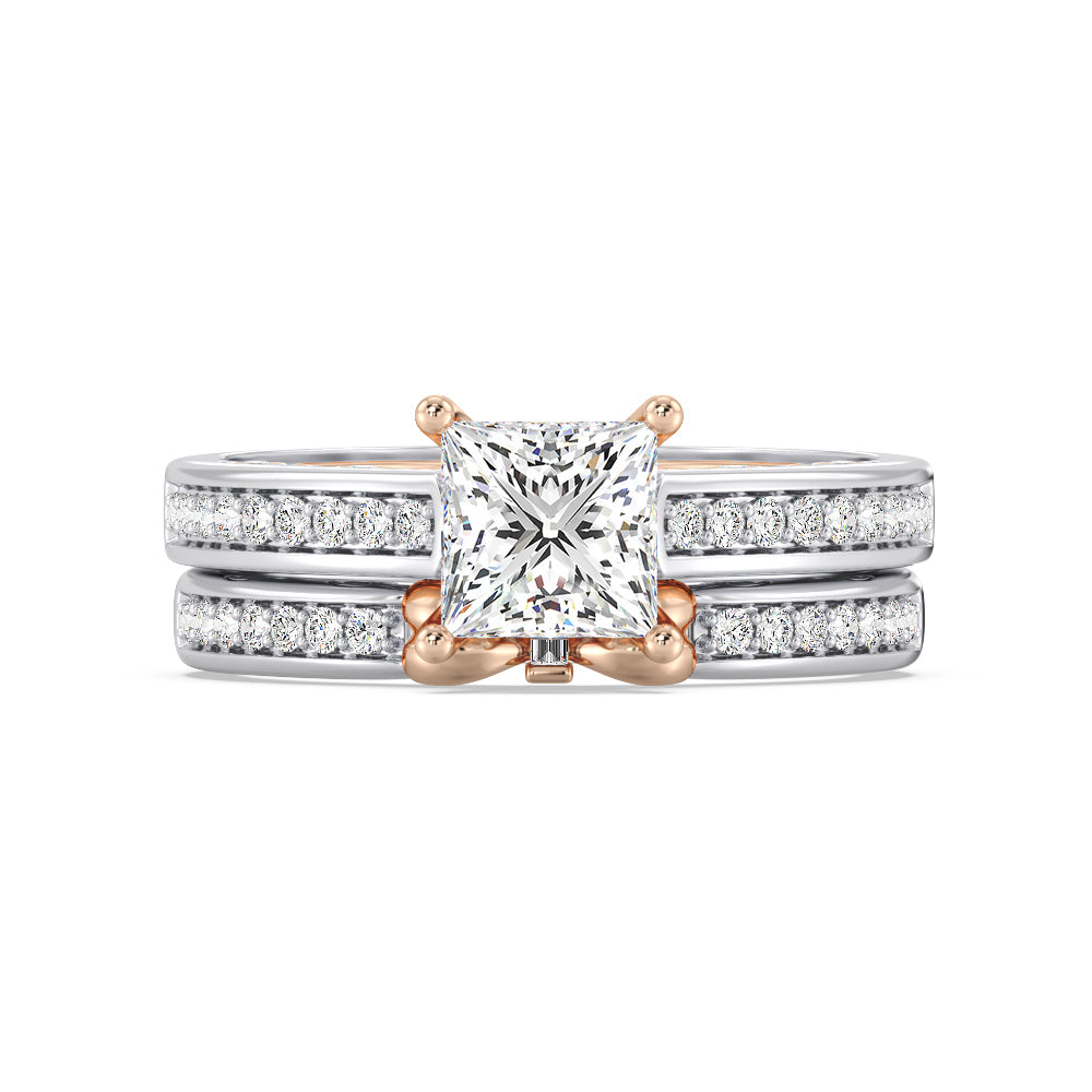 Enchanted Star Lab Grown Diamond 14K Gold  Snow White Bow Engagement Ring Set