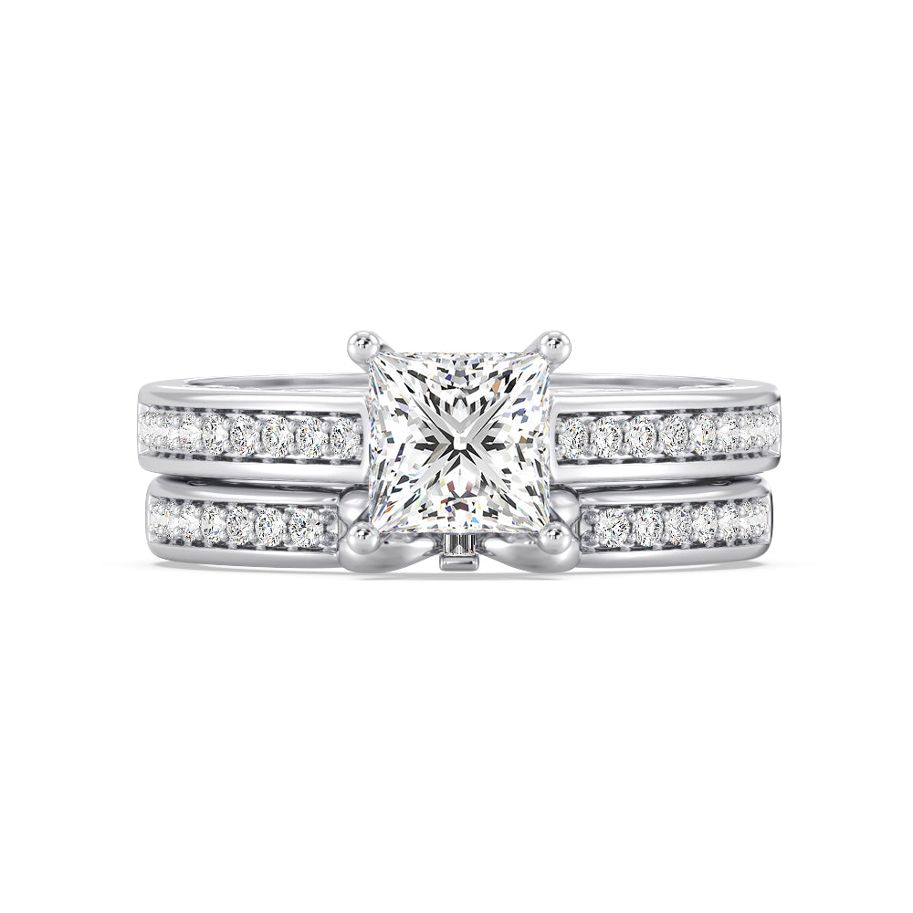 Enchanted Star Lab Grown Diamond 14K Gold  Snow White Bow Engagement Ring Set
