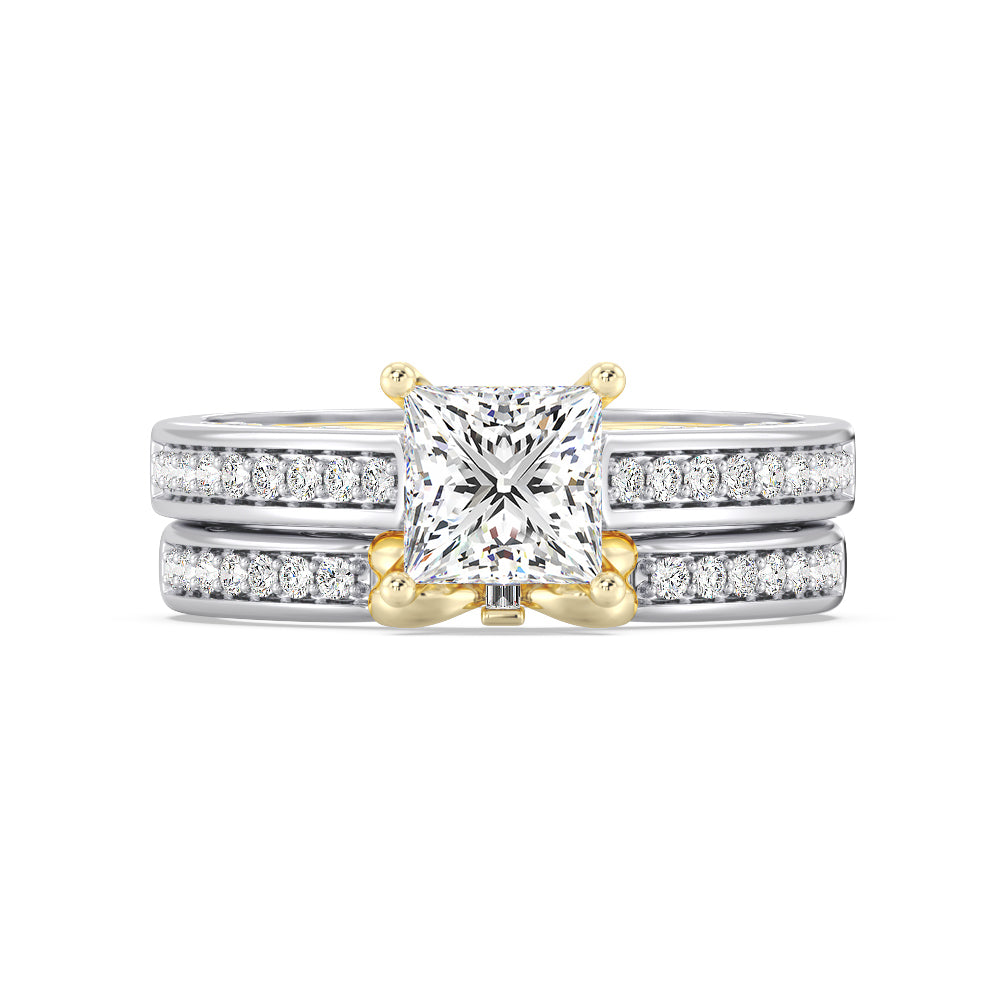Enchanted Star Lab Grown Diamond 14K Gold  Snow White Bow Engagement Ring Set