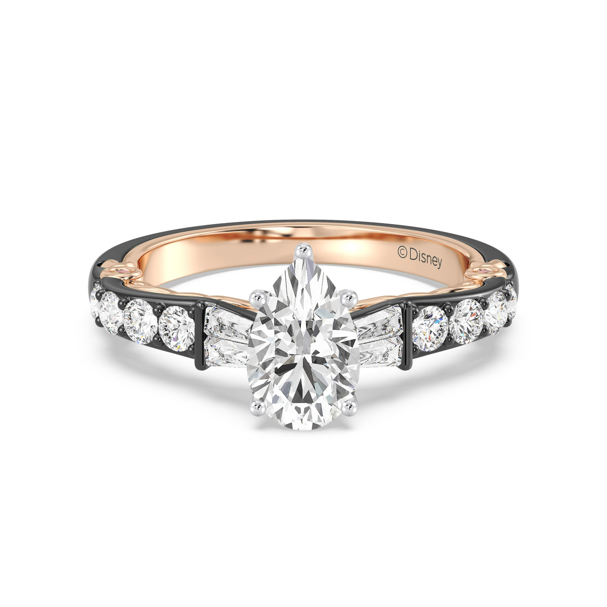 Enchanted Star 14K Gold And Black Rhodium With Lab Grown Diamonds Disney’s Evil Queen Engagement Ring