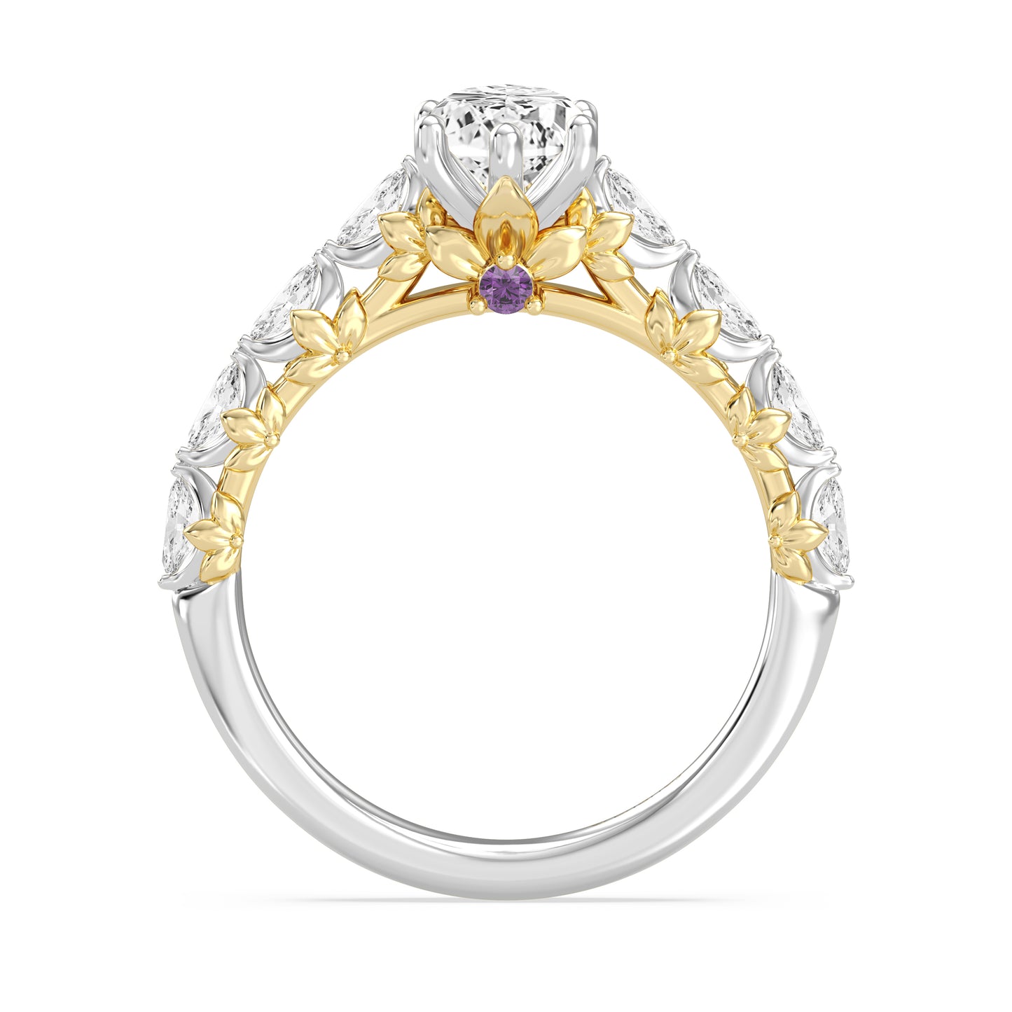 Enchanted Star Lab Grown Diamond 14K Gold Rapunzel Flower Engagement Ring