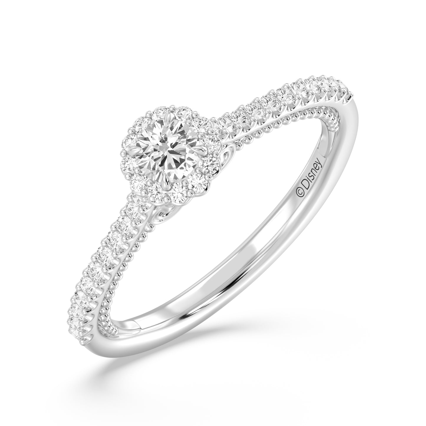 Enchanted Star 14K White Gold with 3/8 CTTW Lab Grown Diamond, Disney's Cinderella Promise Ring