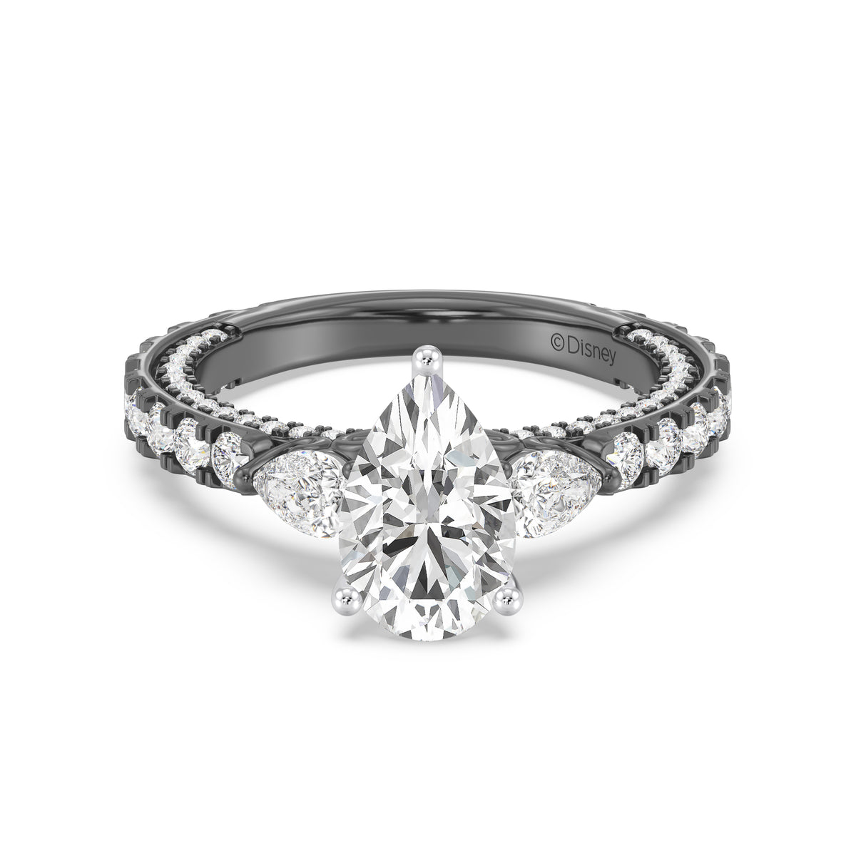 Enchanted Star Lab Grown Diamond Black Rhodium Over 14K Gold Ursula Engagement Ring