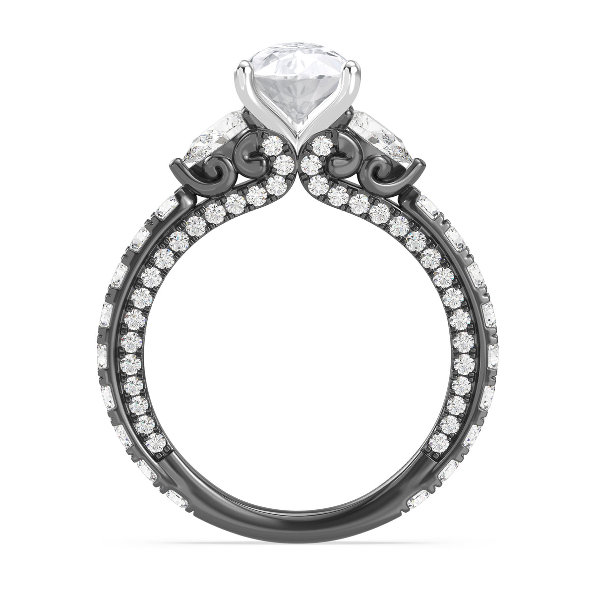 Enchanted Star Lab Grown Diamond Black Rhodium Over 14K Gold Ursula Engagement Ring