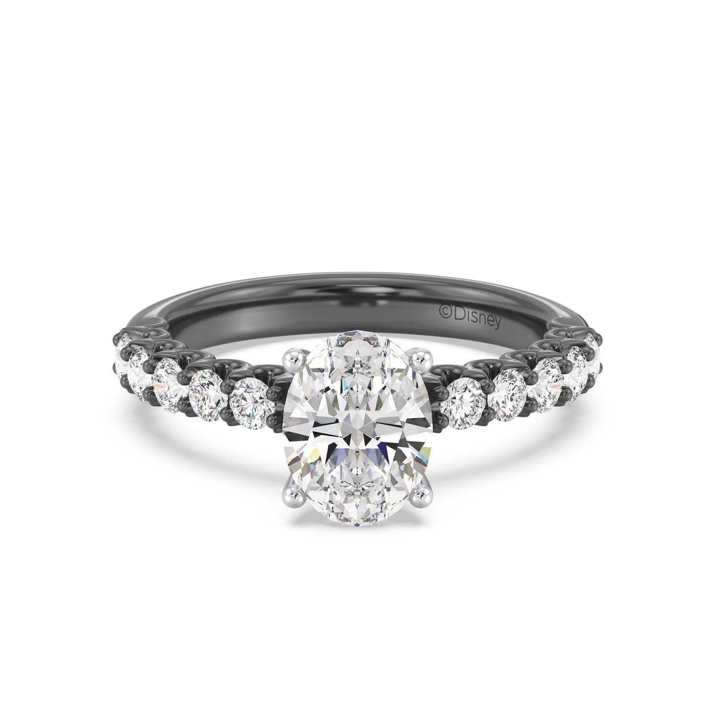 Enchanted Star Lab Grown Diamond Black Rhodium Over 14K Gold Maleficent Spiral Engagement Ring
