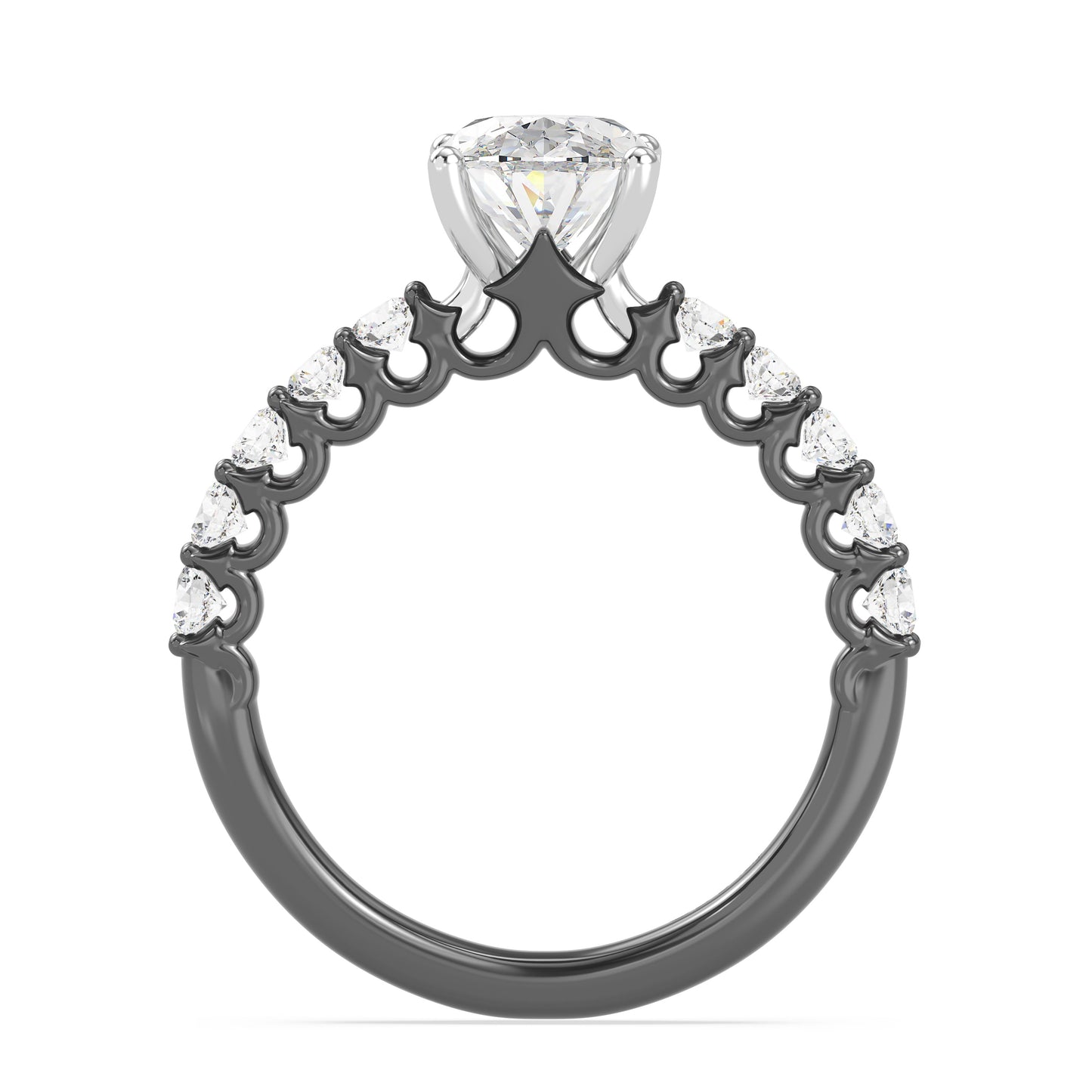 Enchanted Star Lab Grown Diamond Black Rhodium Over 14K Gold Maleficent Spiral Engagement Ring