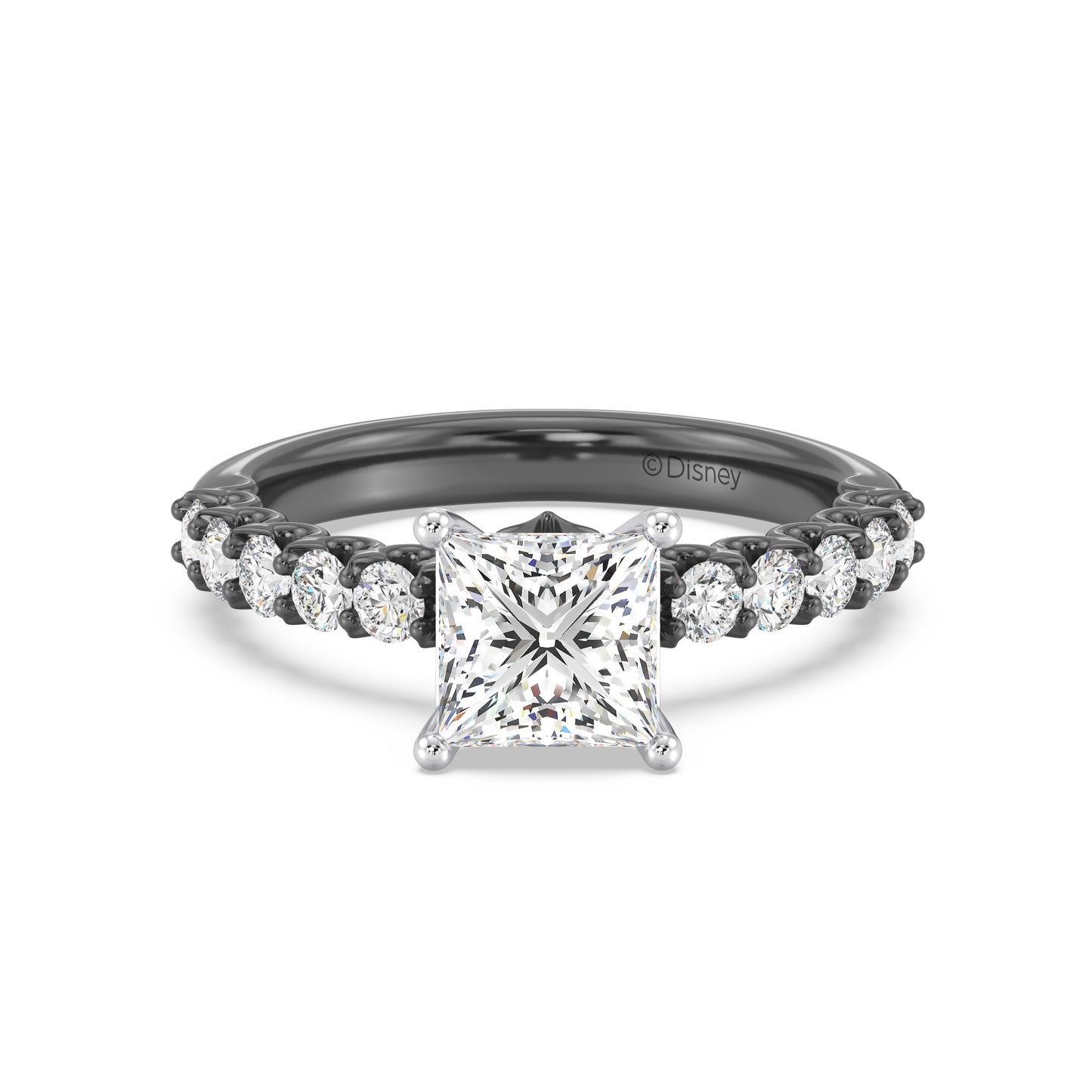 Enchanted Star Lab Grown Diamond Black Rhodium Over 14K Gold Maleficent Spiral Engagement Ring