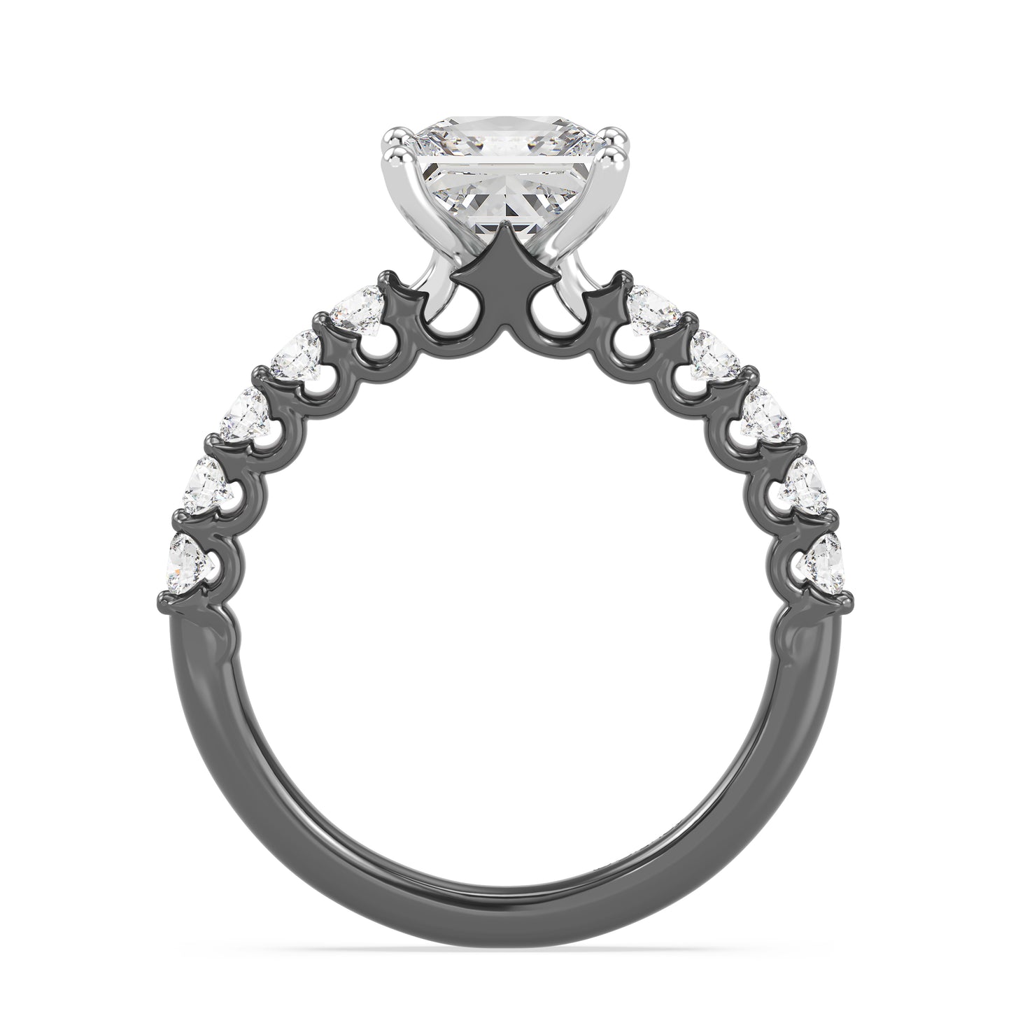 Enchanted Star Lab Grown Diamond Black Rhodium Over 14K Gold Maleficent Spiral Engagement Ring