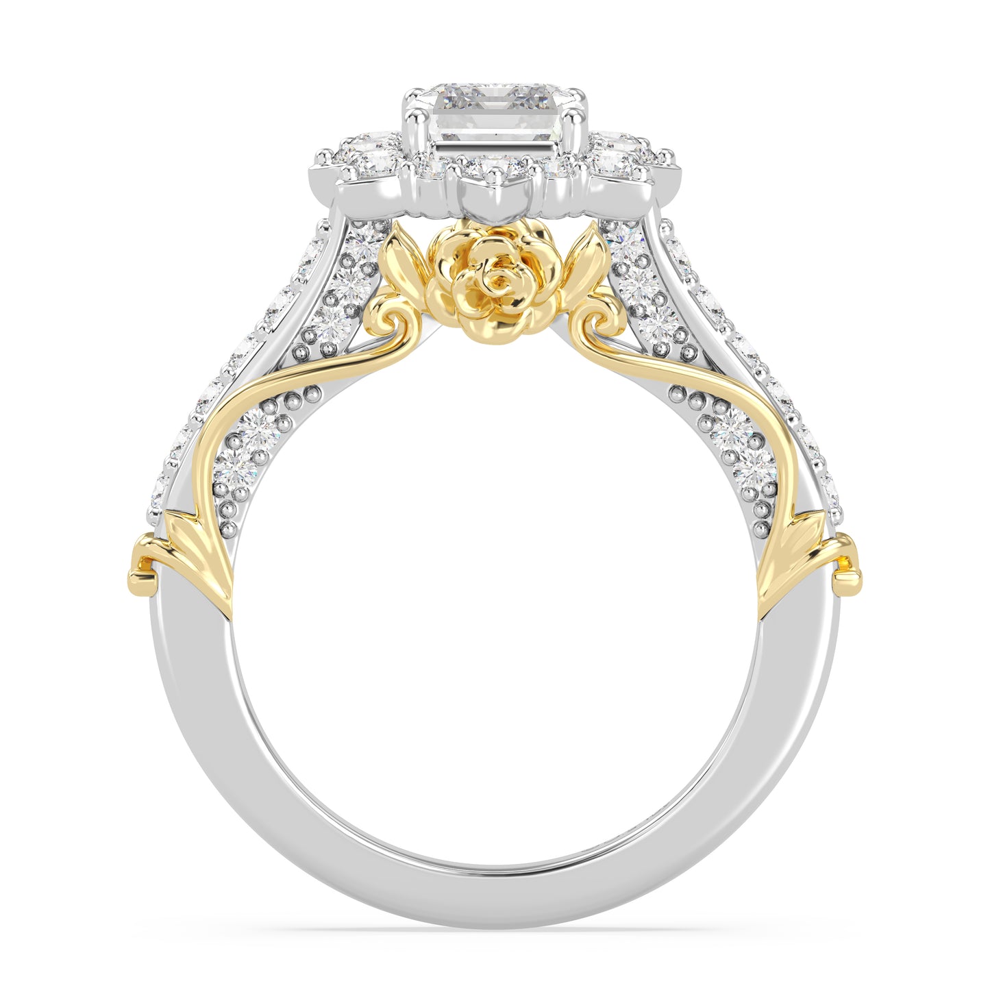 Enchanted Star Lab Grown Diamond 14K Gold Belle Halo Engagement Ring with Rose Gallery