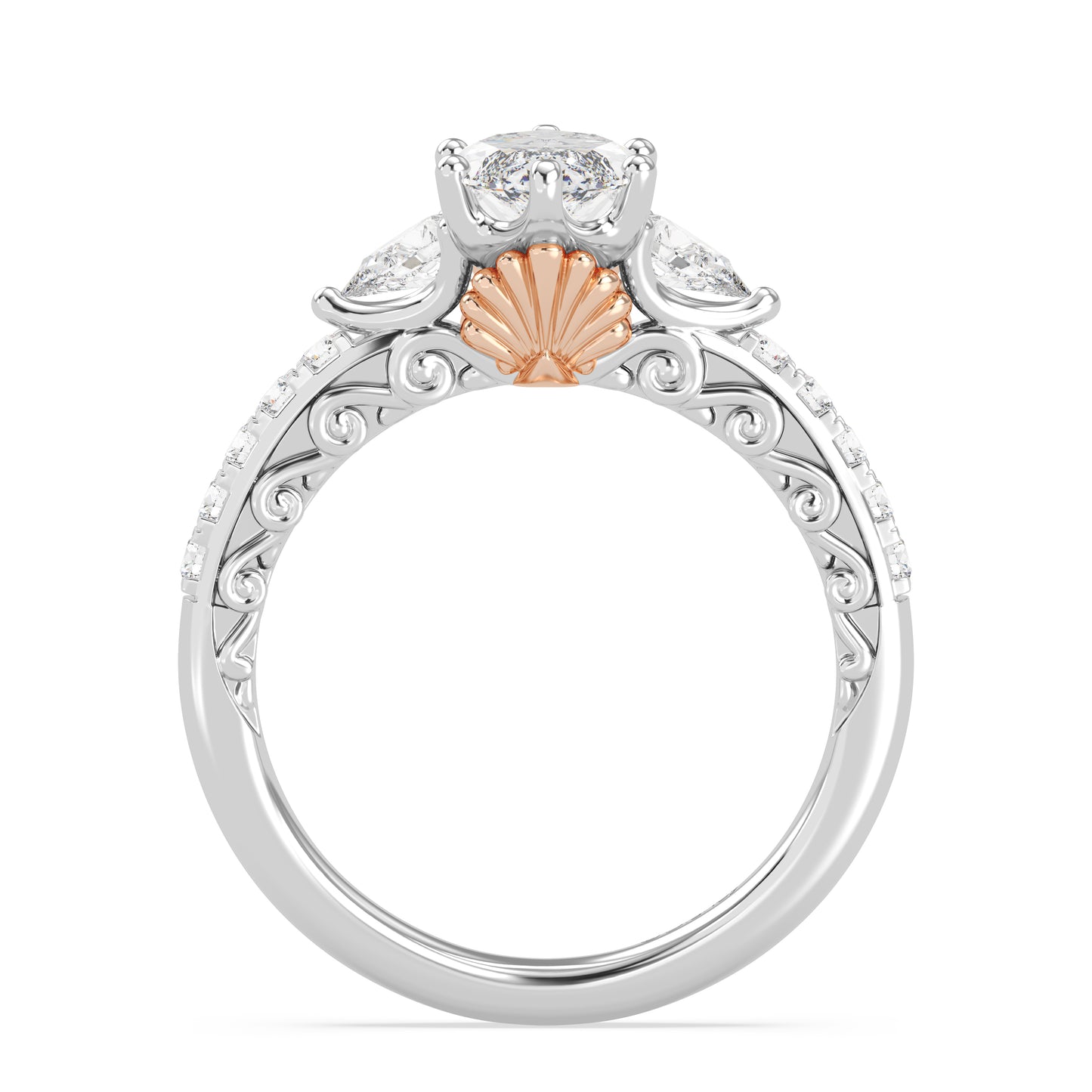Enchanted Star Lab Grown Diamond 14K Gold Ariel Shell Gallery Engagement Ring