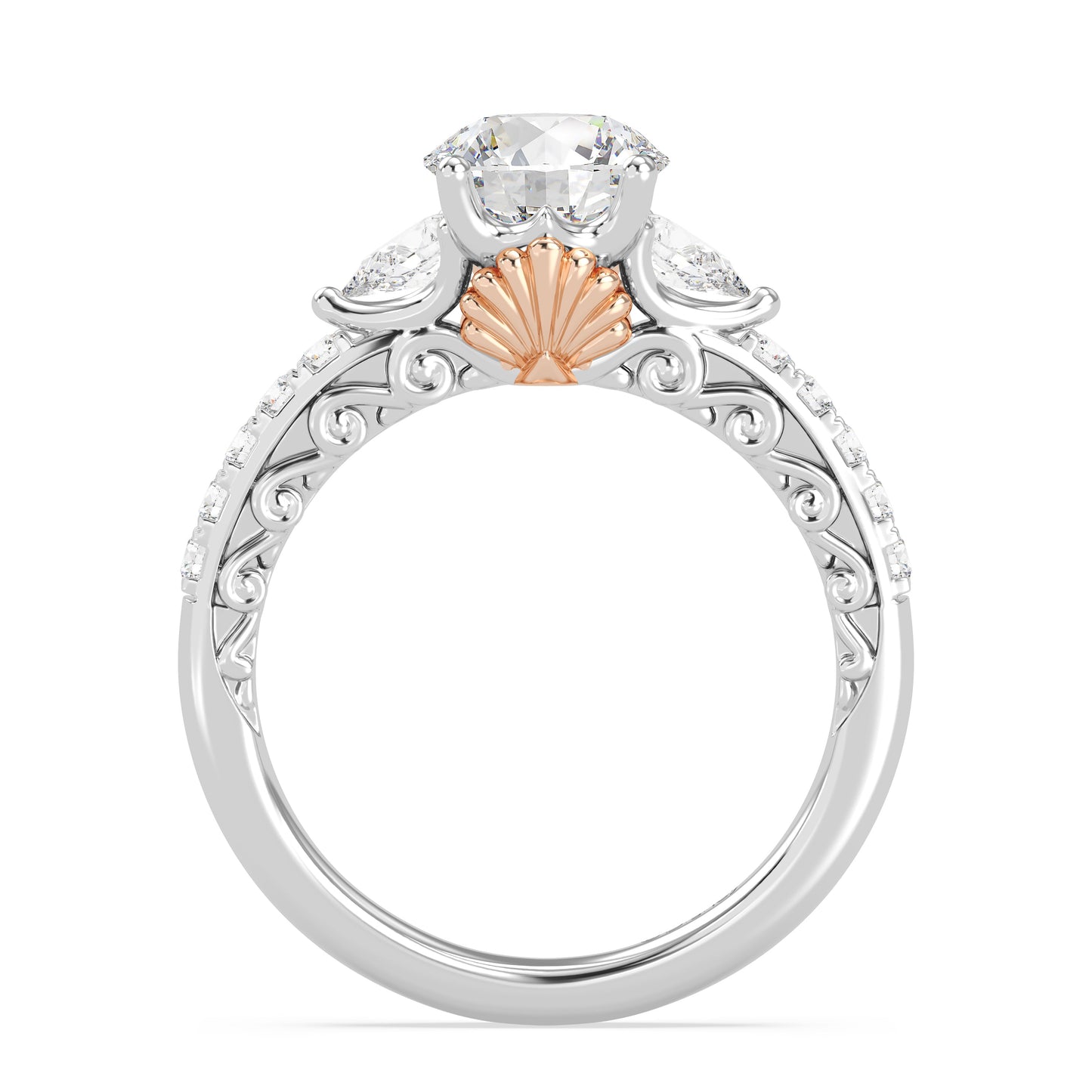 Enchanted Star Lab Grown Diamond 14K Gold Ariel Shell Gallery Engagement Ring