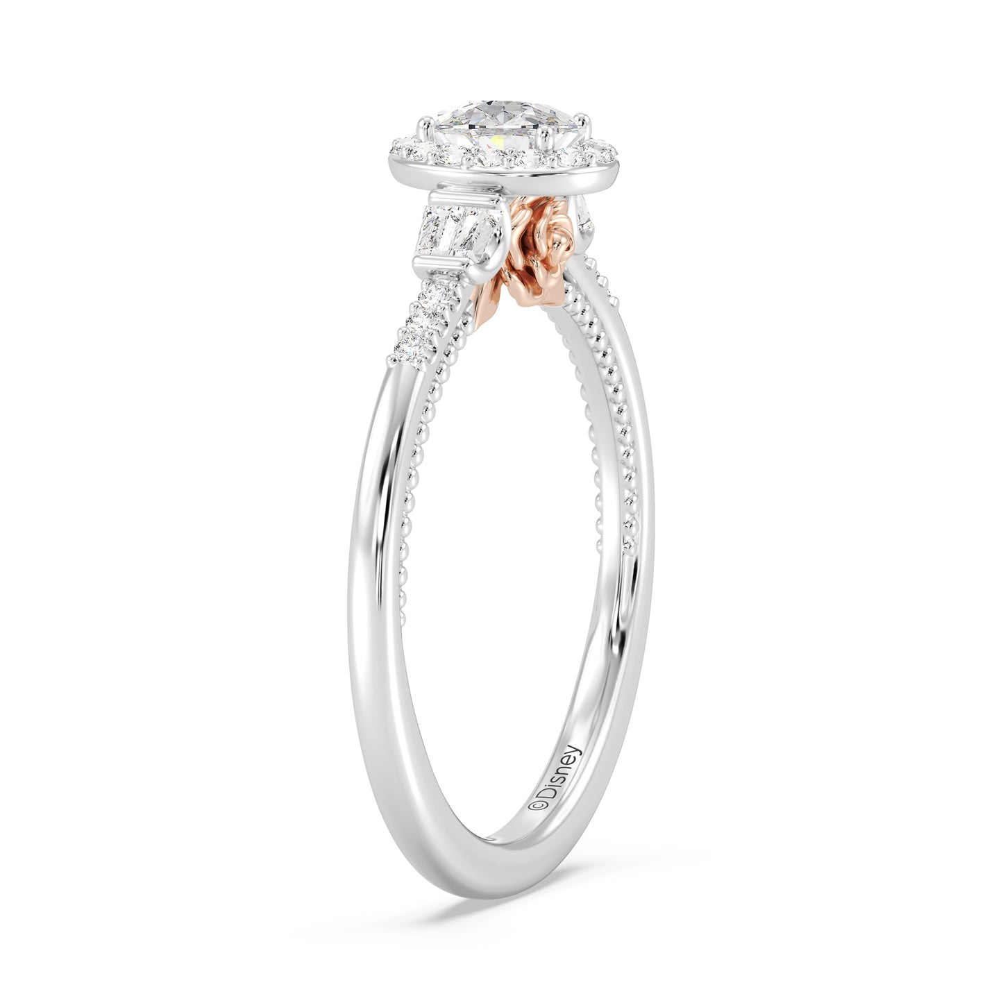 Enchanted Star 14K White and Rose Gold with 1/2 CTTW Lab Grown Diamond, Disney's Belle Promise Ring