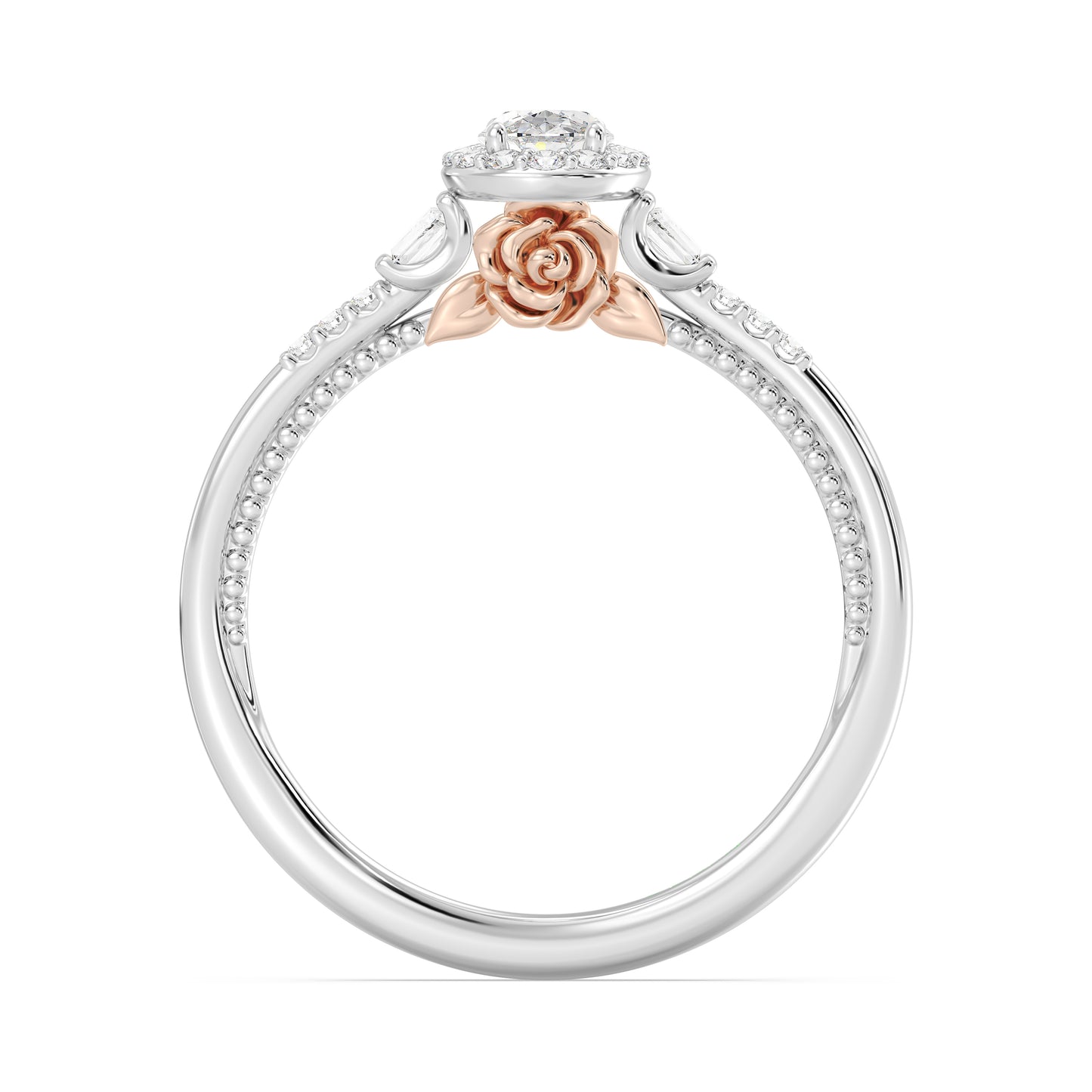 Enchanted Star 14K White and Rose Gold with 1/2 CTTW Lab Grown Diamond, Disney's Belle Promise Ring