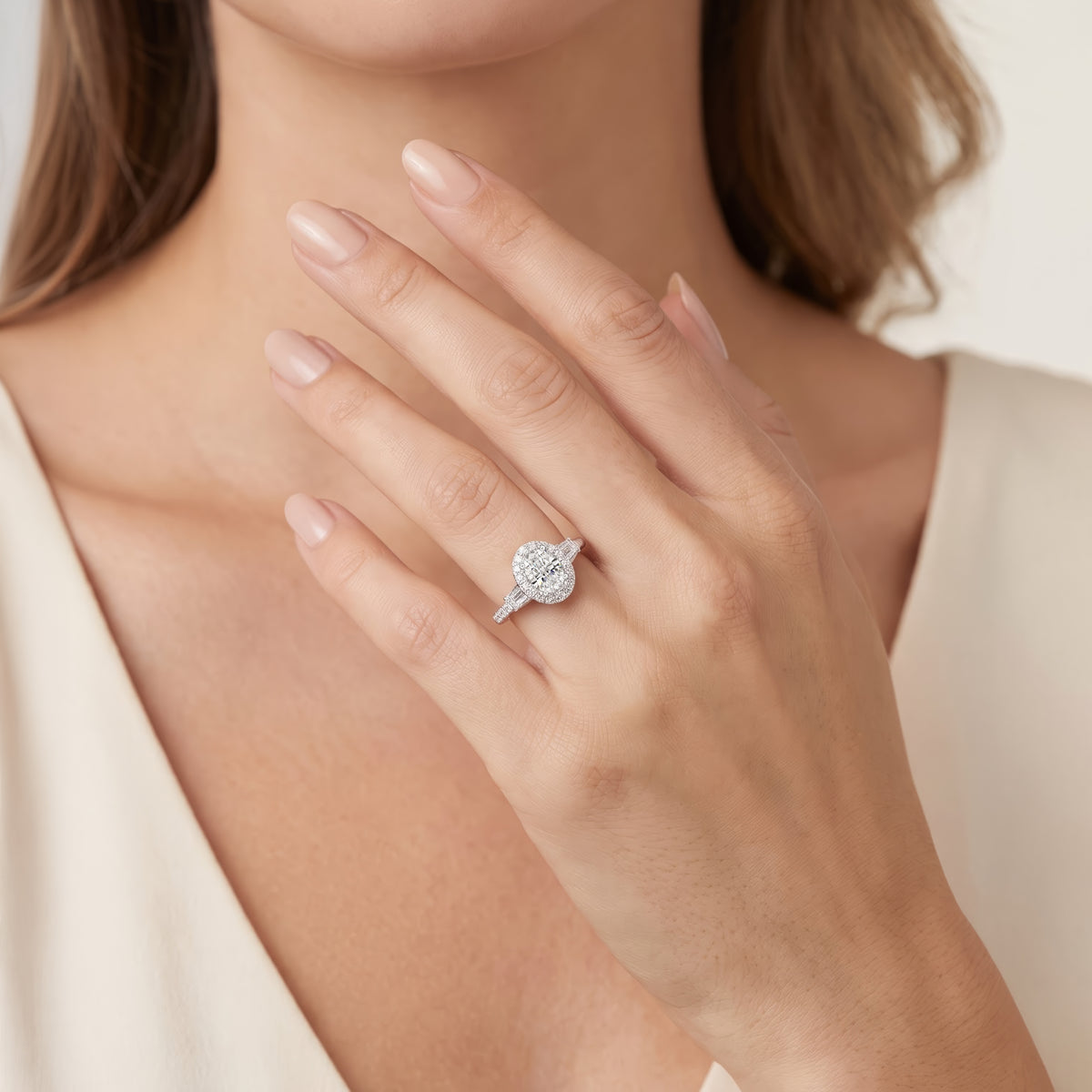 Enchanted Star 10K White and Rose Gold with 1/2 CTTW Lab Grown Diamond, Disney's Belle Promise Ring