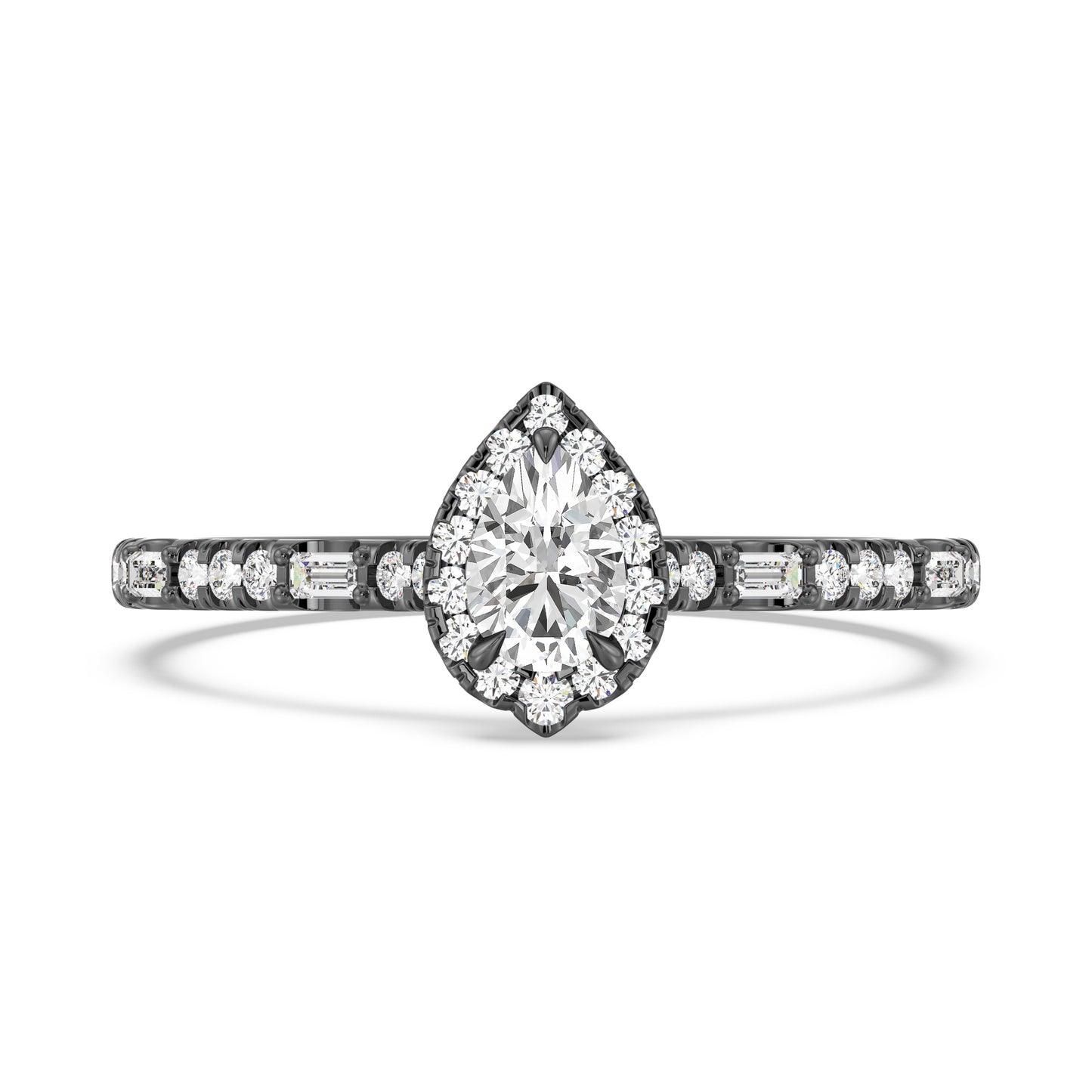 Enchanted Star Black Rhodium over 14K White Gold with 1/2 CTTW Lab Grown Diamond, Disney's Maleficient Promise Ring
