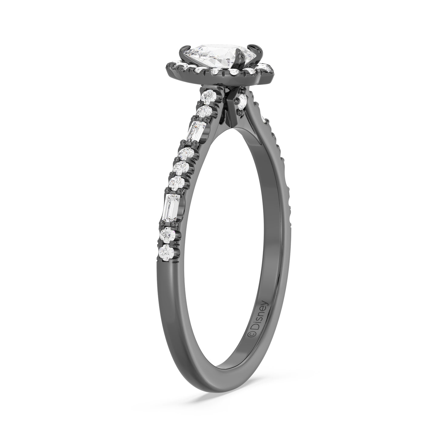 Enchanted Star Black Rhodium over 14K White Gold with 1/2 CTTW Lab Grown Diamond, Disney's Maleficient Promise Ring