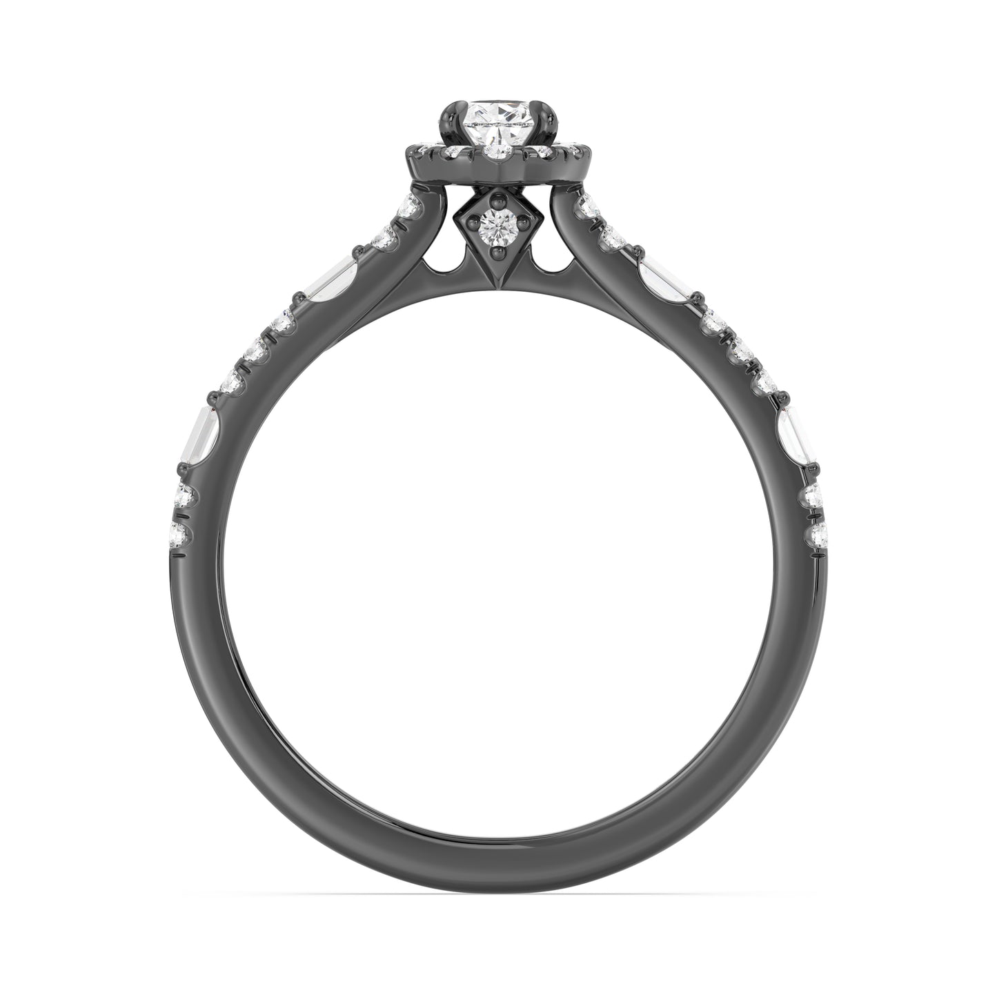 Enchanted Star Black Rhodium over 14K White Gold with 1/2 CTTW Lab Grown Diamond, Disney's Maleficient Promise Ring