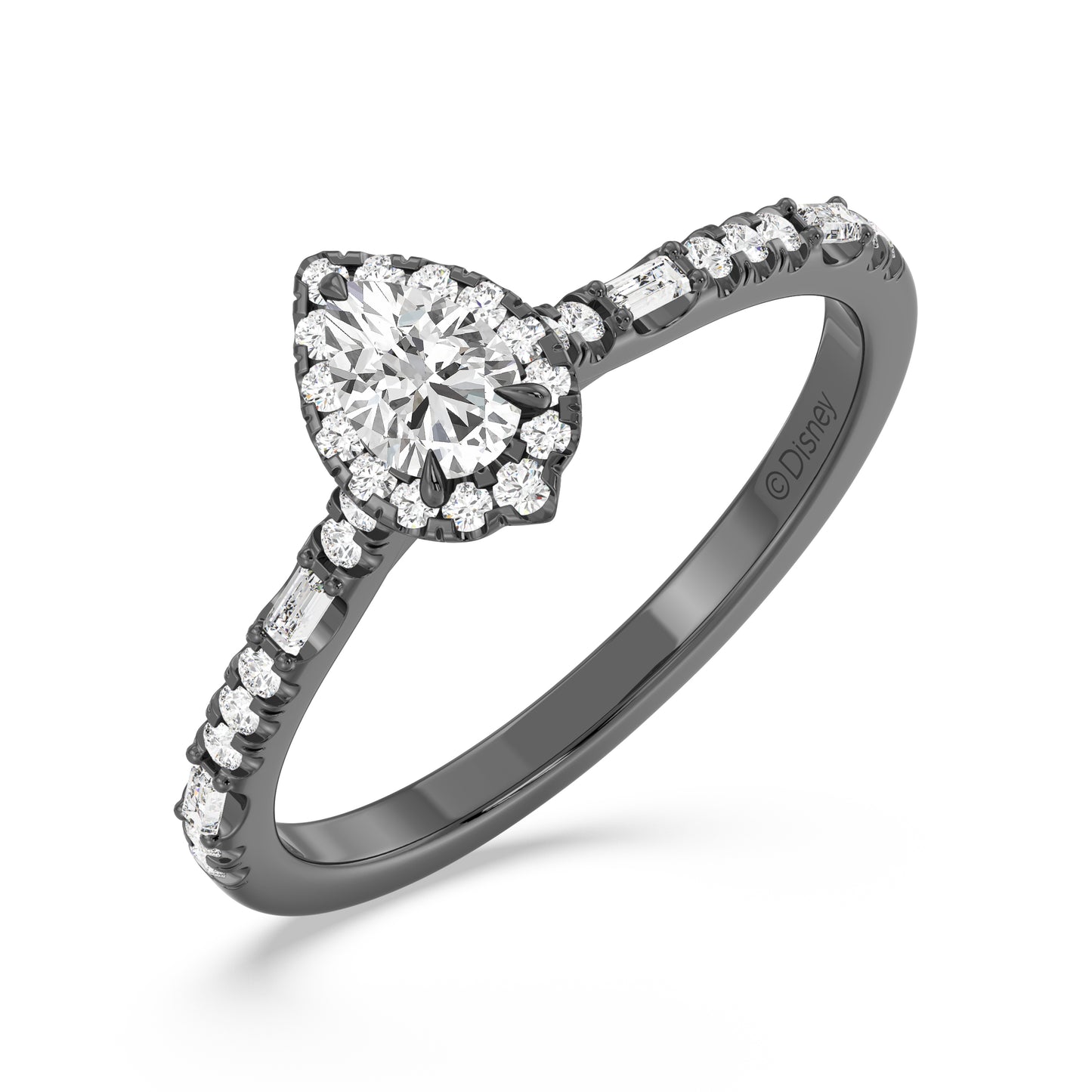 Enchanted Star Black Rhodium over 14K White Gold with 1/2 CTTW Lab Grown Diamond, Disney's Maleficient Promise Ring
