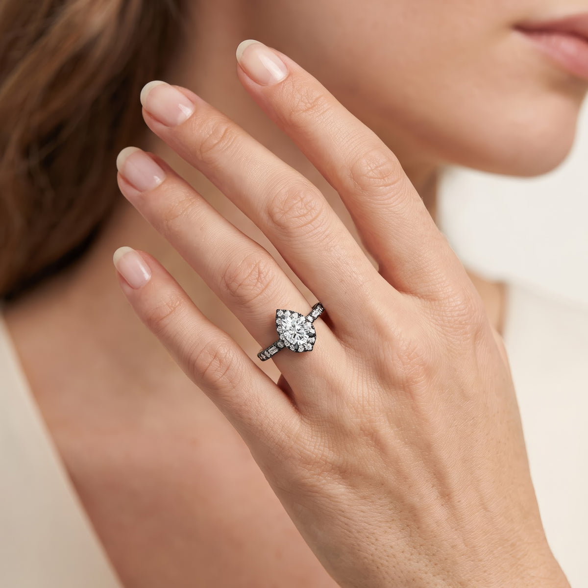 Enchanted Star Black Rhodium over 10K White Gold with 1/2 CTTW Lab Grown Diamond, Disney's Maleficient Promise Ring