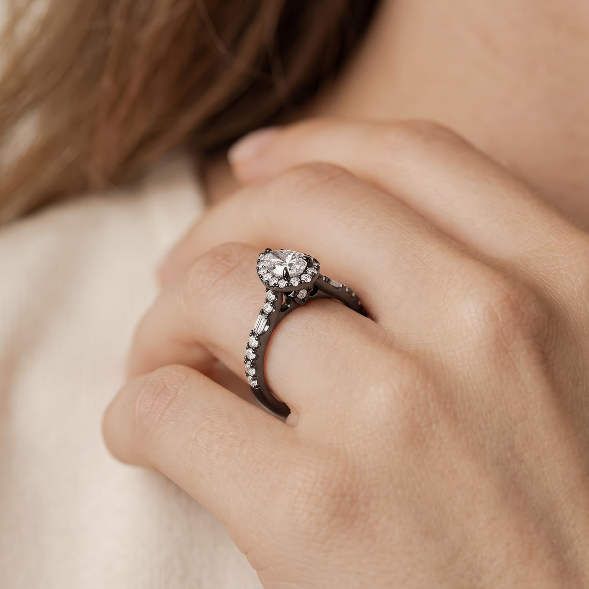 Enchanted Star Black Rhodium over 10K White Gold with 1/2 CTTW Lab Grown Diamond, Disney's Maleficient Promise Ring