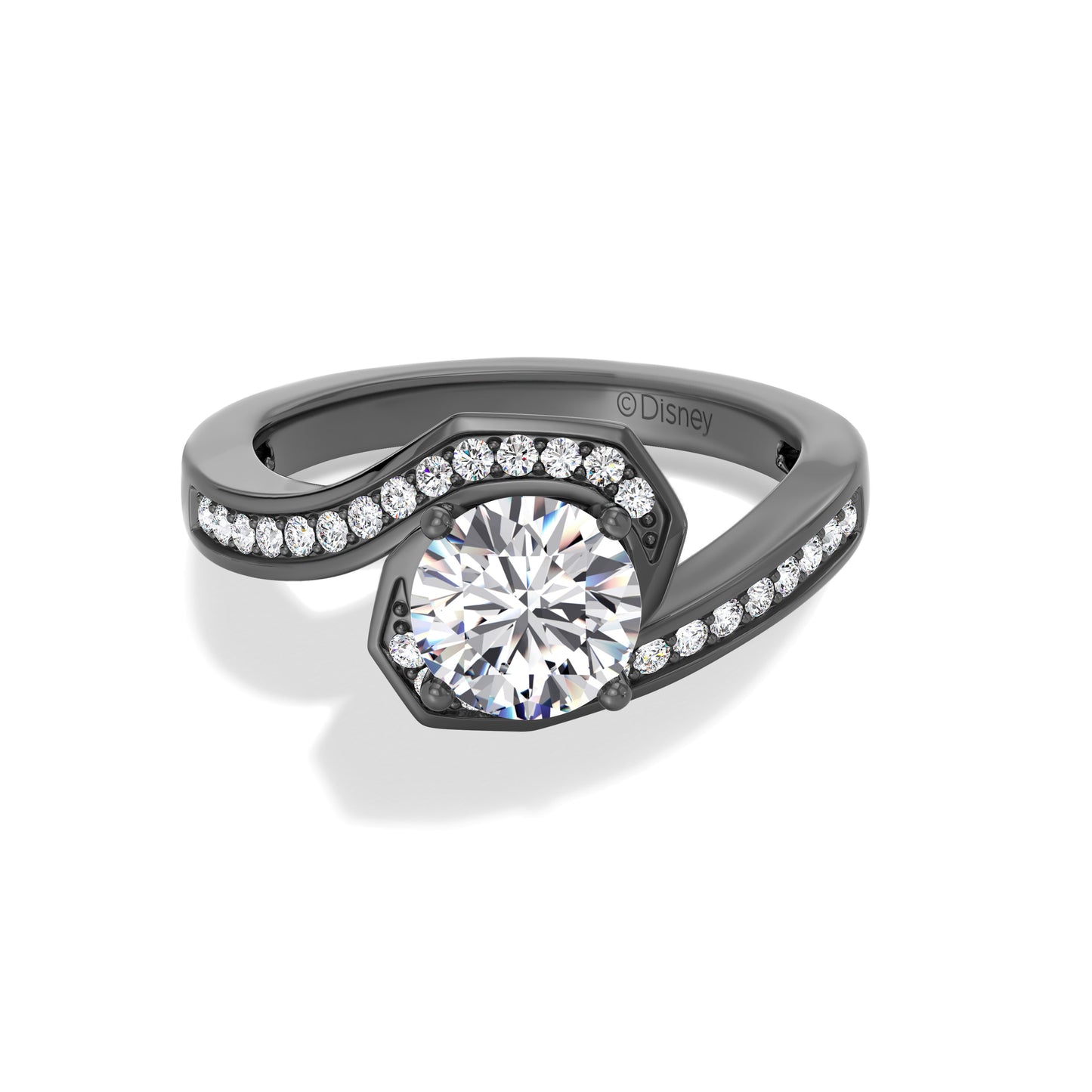 Disney Jewels Lab Grown Diamonds and Black Rhodium over 14K Gold Disney Tim Burton's The Nightmare Before Christmas Engagement Ring