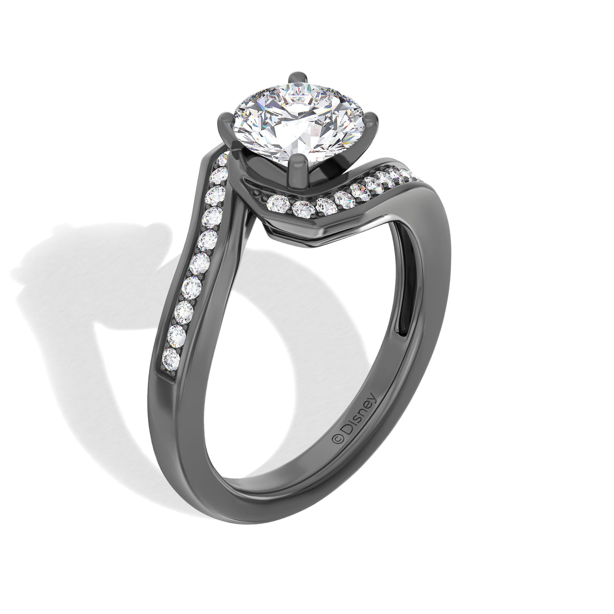 Disney Jewels Lab Grown Diamonds and Black Rhodium over 14K Gold Disney Tim Burton's The Nightmare Before Christmas Engagement Ring