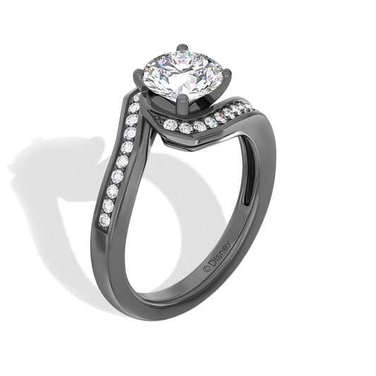 Disney Jewels Lab Grown Diamonds and Black Rhodium over 14K Gold Disney Tim Burton's The Nightmare Before Christmas Engagement Ring