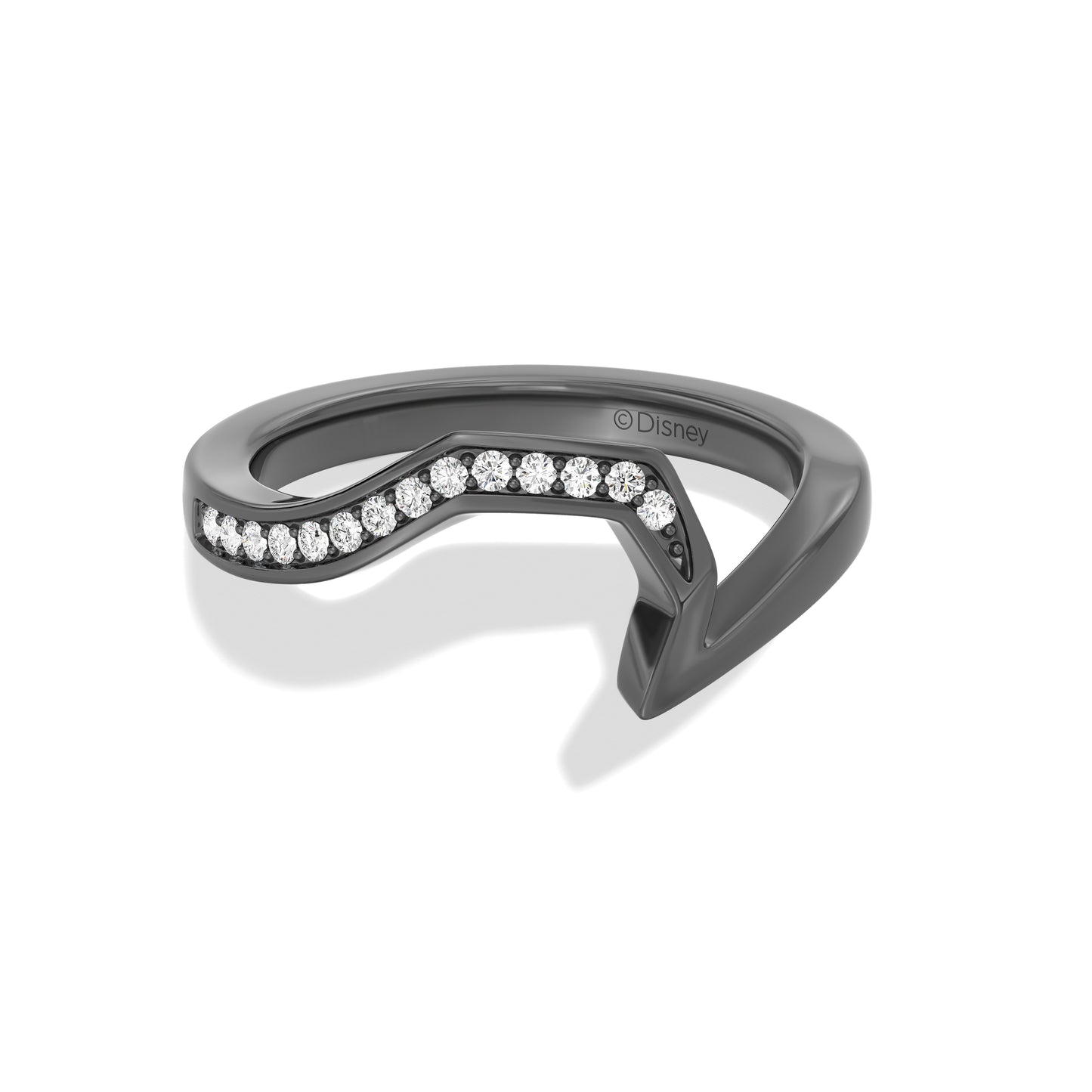 Disney Jewels Black Rhodium over 14K Gold with 1/8 CTTW Lab Grown Diamonds Disney Tim Burton's The Nightmare Before Christmas Engagement Band