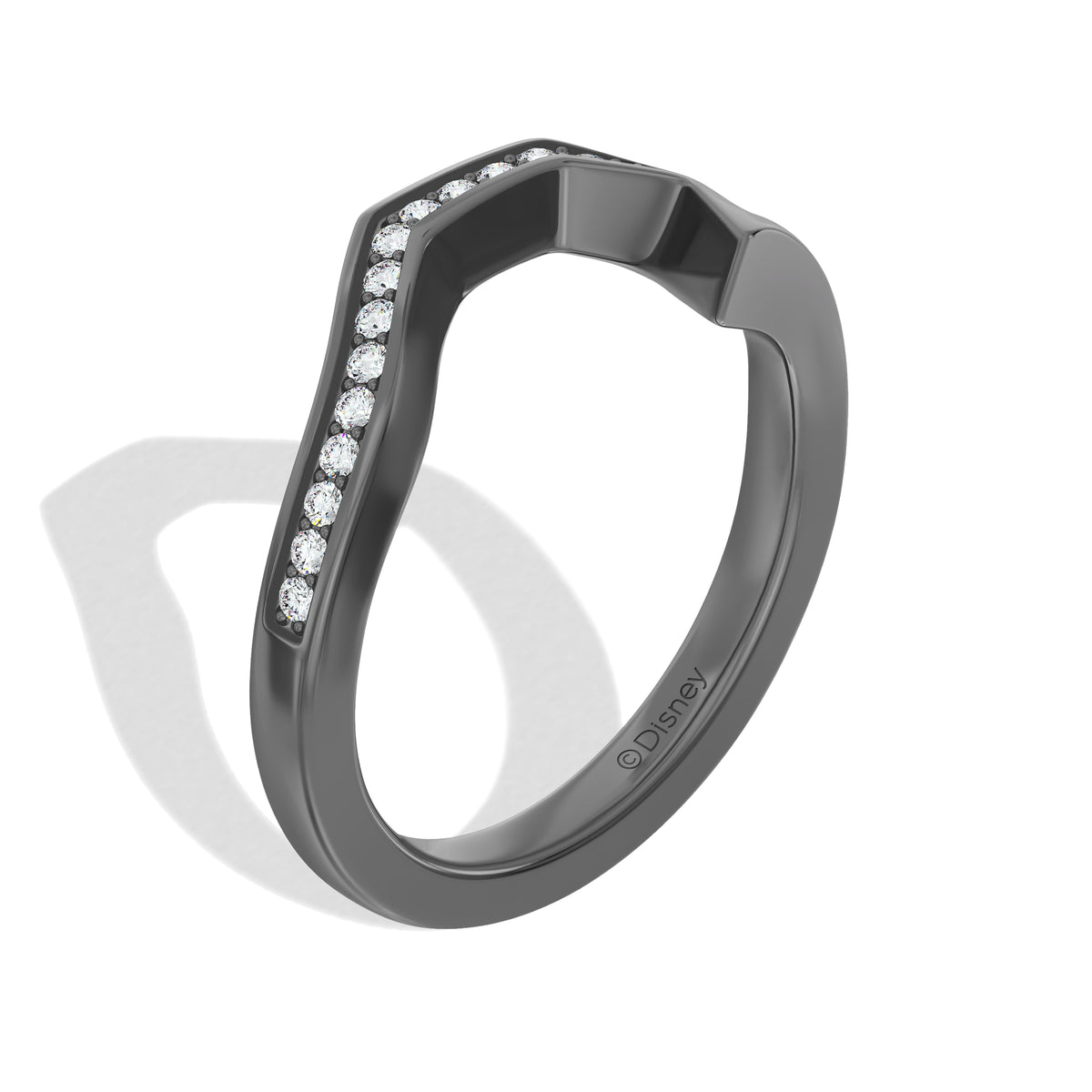 Disney Jewels Black Rhodium over 14K Gold with 1/8 CTTW Lab Grown Diamonds Disney Tim Burton's The Nightmare Before Christmas Engagement Band