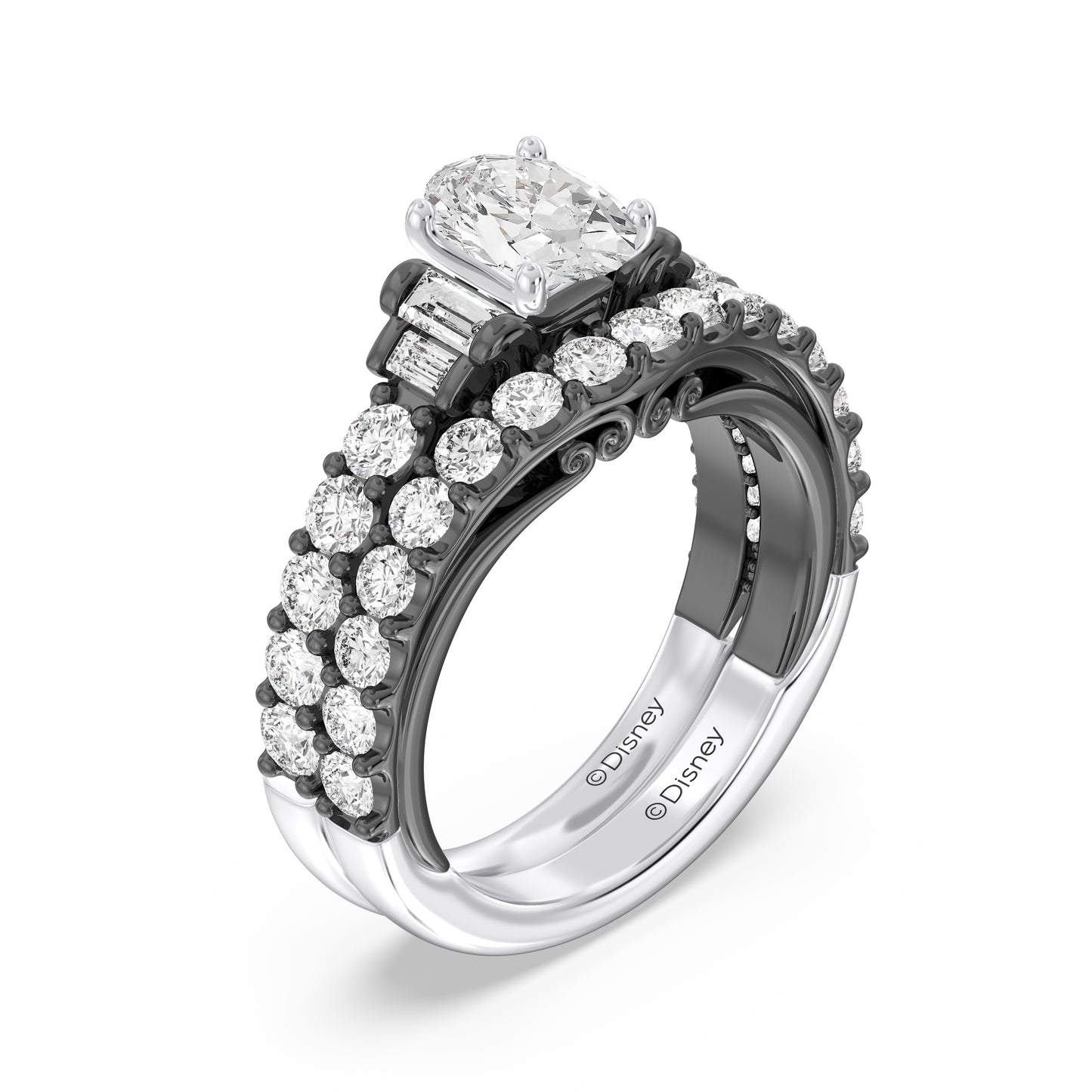 Enchanted Star 14K Gold and Black Rhodium with 3/4 CTTW Lab Grown Diamond, Disney's Ursula Wedding Band