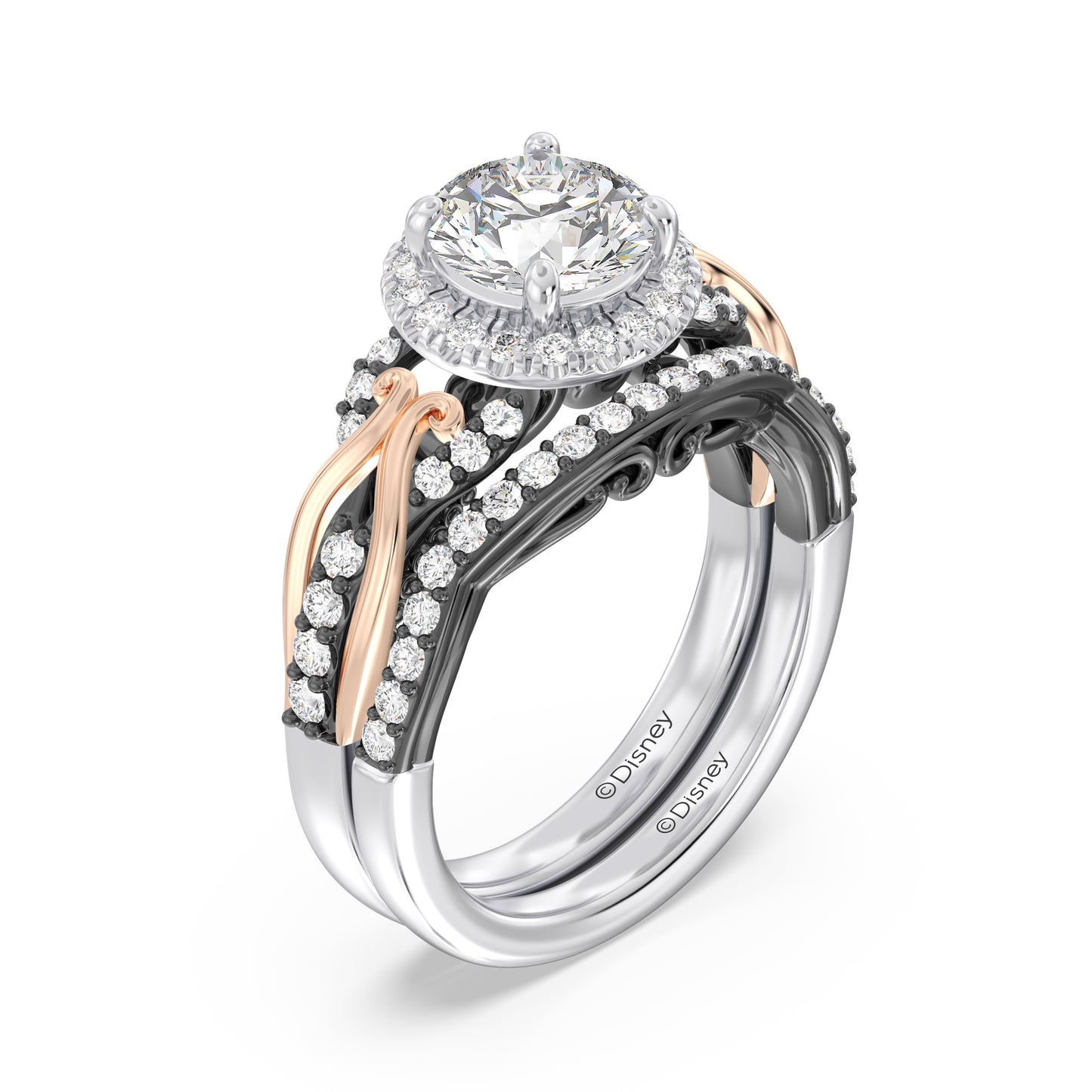 Enchanted Star 14K Gold and Black Rhodium with 1/4 CTTW Lab Grown Diamond, Disney's Ursula Wedding Band