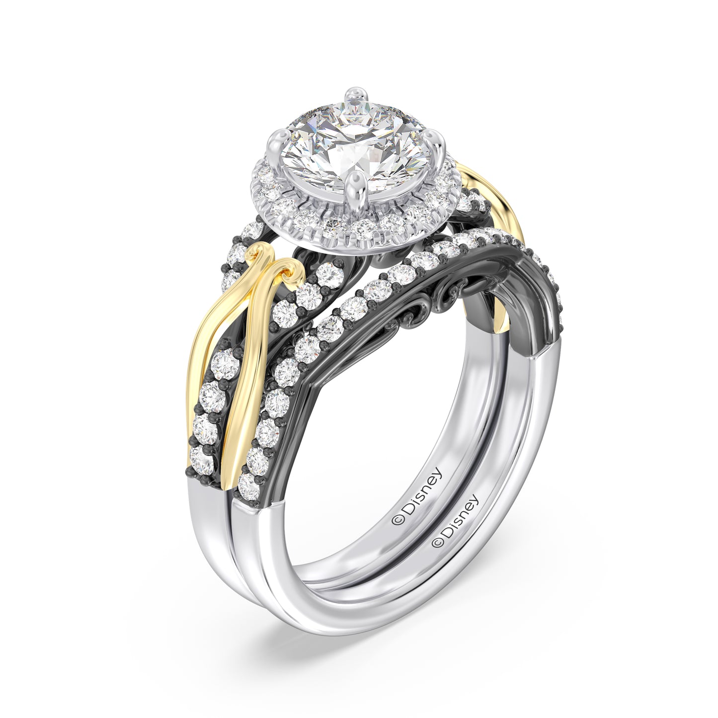 Enchanted Star 14K Gold and Black Rhodium with 1/4 CTTW Lab Grown Diamond, Disney's Ursula Wedding Band