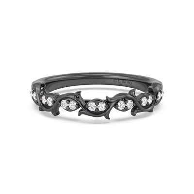 Enchanted Star Black Rhodium over 14K White Gold with 1/6 CTTW Lab Grown Diamond, Disney's Maleficient Wedding Band